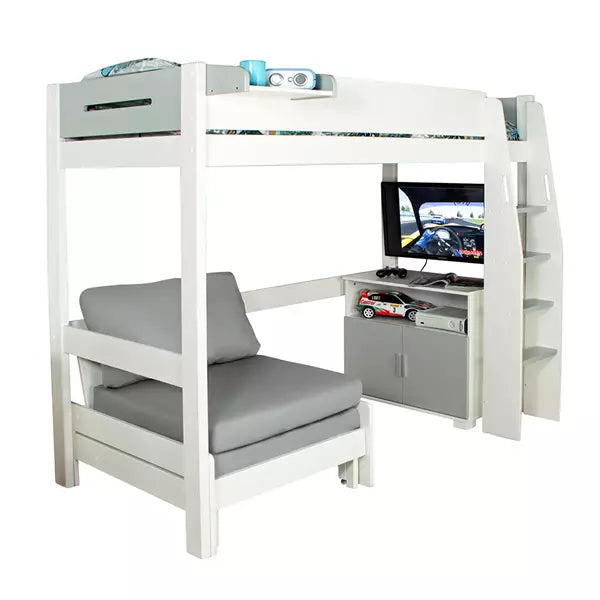 Urban Grey High Sleeper 3 Bed with Sofa Bed & 2 Door Storage Cupboard