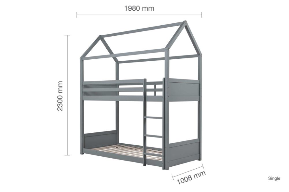 Birlea Home Wooden Bunk Bed in Grey