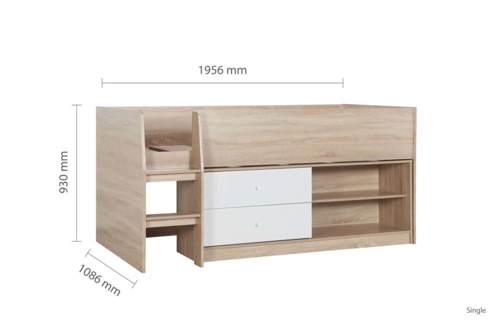 Birlea Leyton Cabin Bed in White & Oak