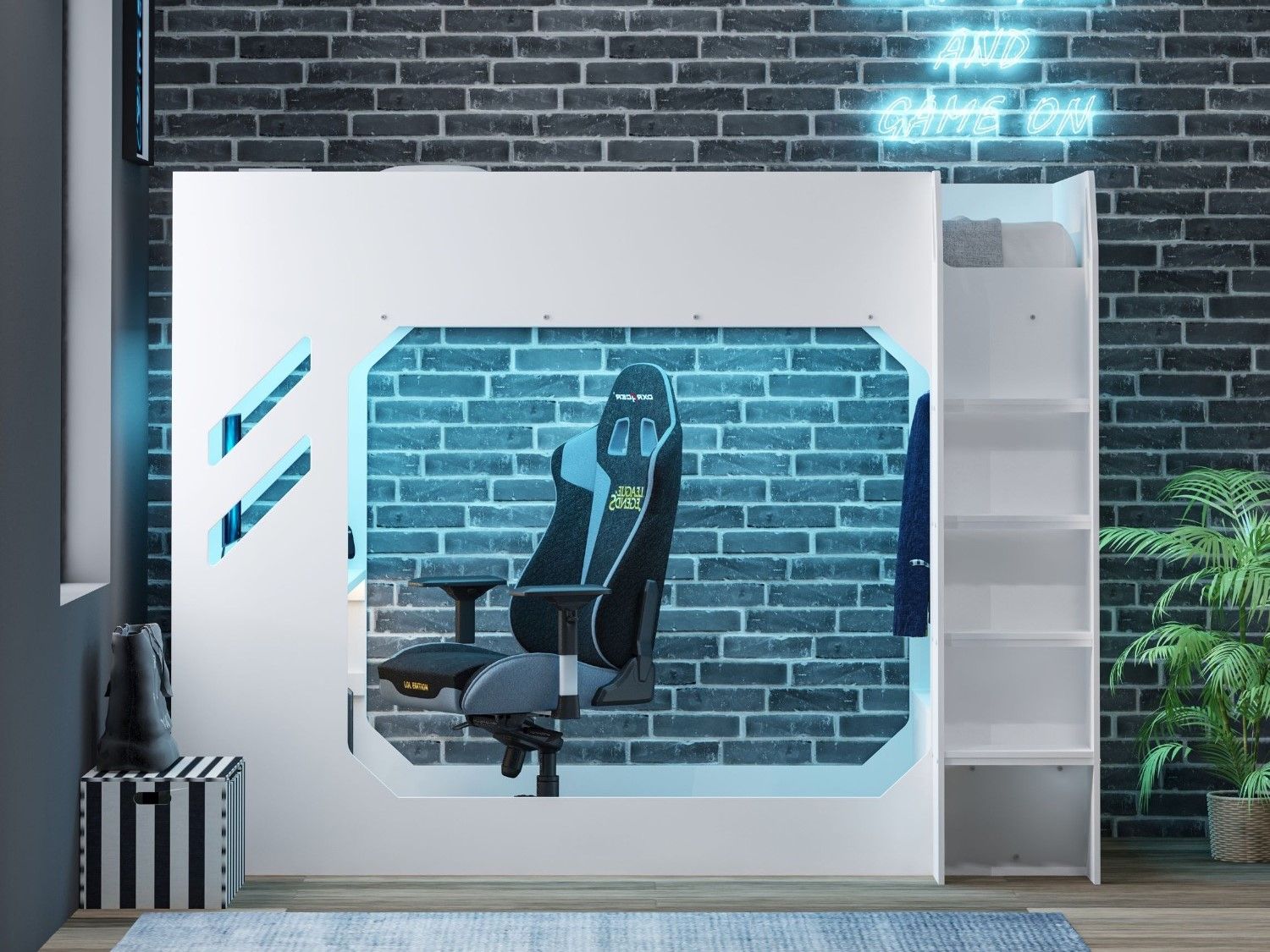 Recoil Shuttle LED Gaming High Sleeper Single - White