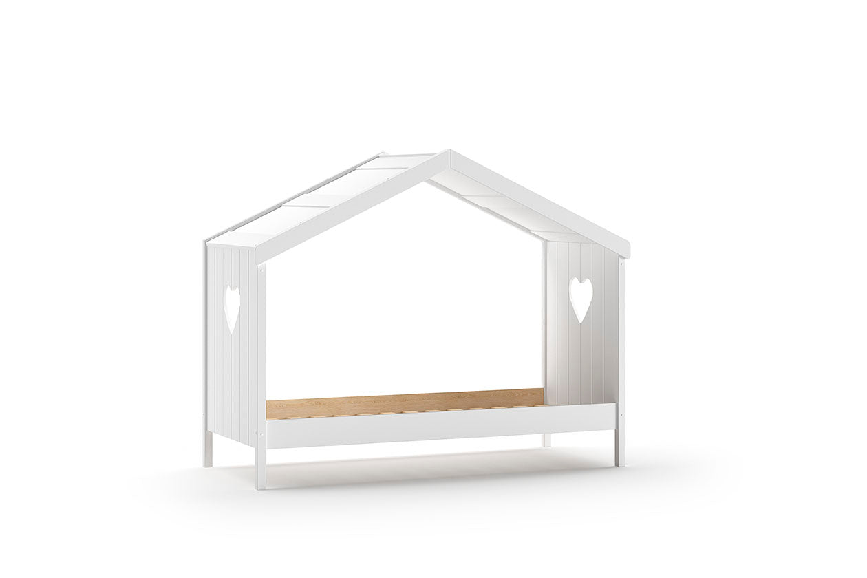 Vipack Amori Open House Bed With Slats, Safety Rail & Trundle - White