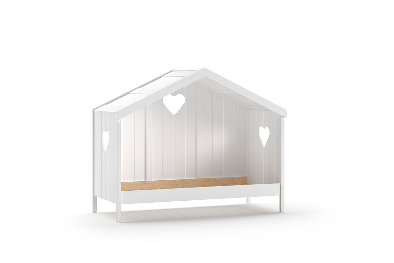 Vipack Amori Kids House Bed with Heart Backpanel - White