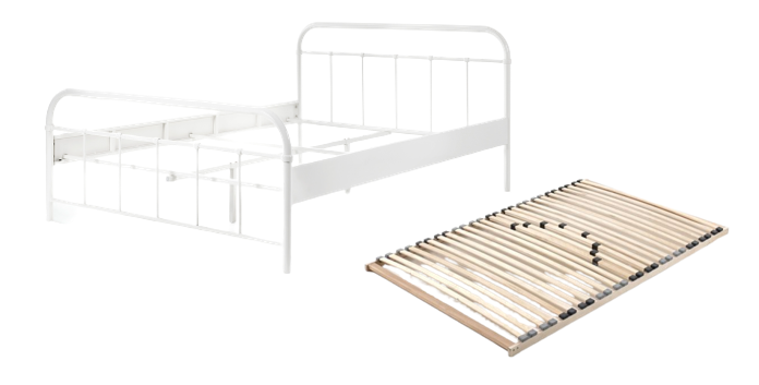 Vipack Boston European Double Bed With Slats - White