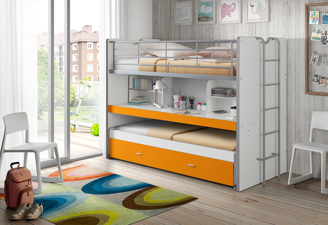 Vipack Bonny High Sleeper Kids Bed with Desk - Orange
