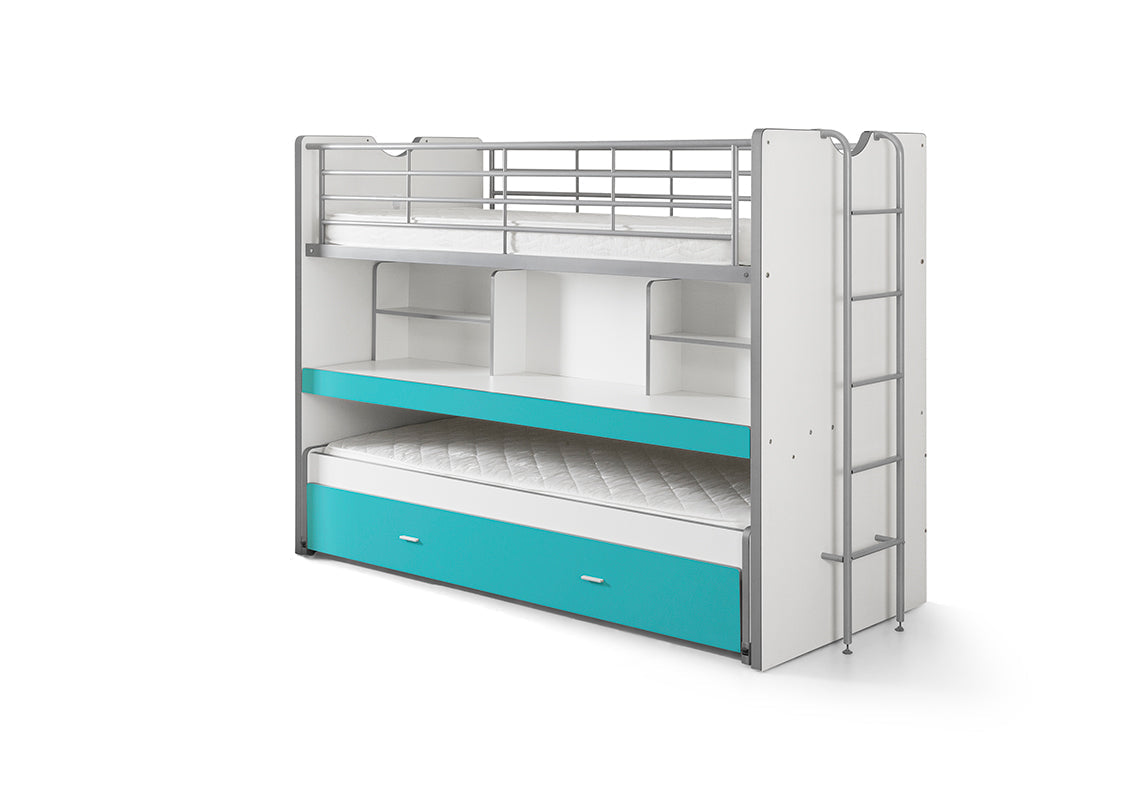 Vipack Bonny High Sleeper Kids Bed with Desk - Turquoise Blue