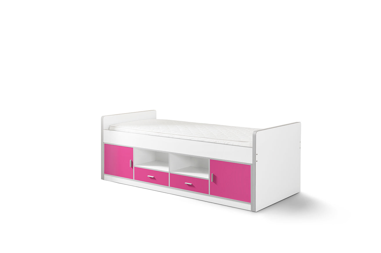 Vipack Bonny Mid Sleeper Kids Bed with Storage - Fuchsia Pink