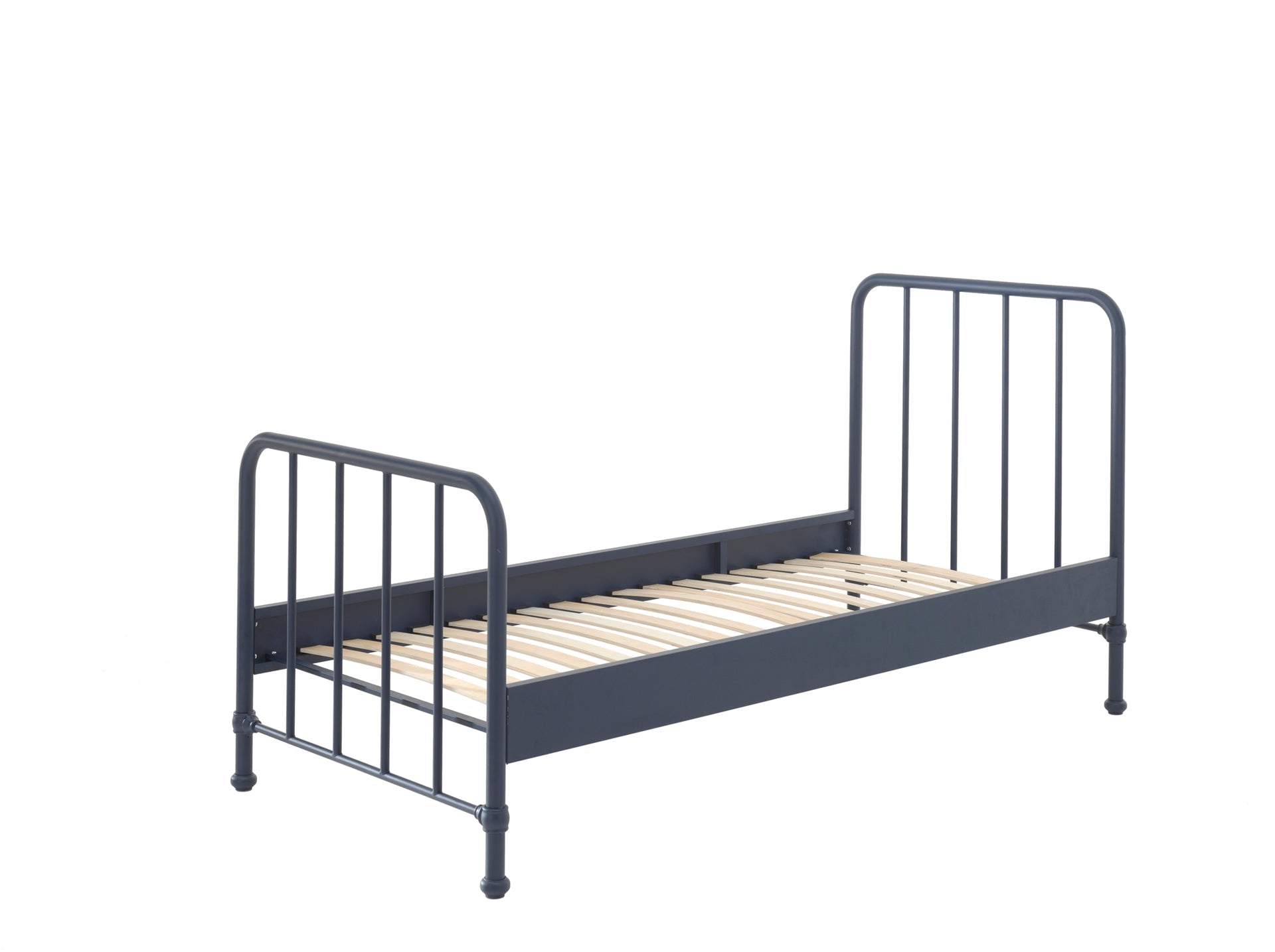 Vipack Bronxx Kids Single Metal Bed with Bedside Locker - Denim Blue