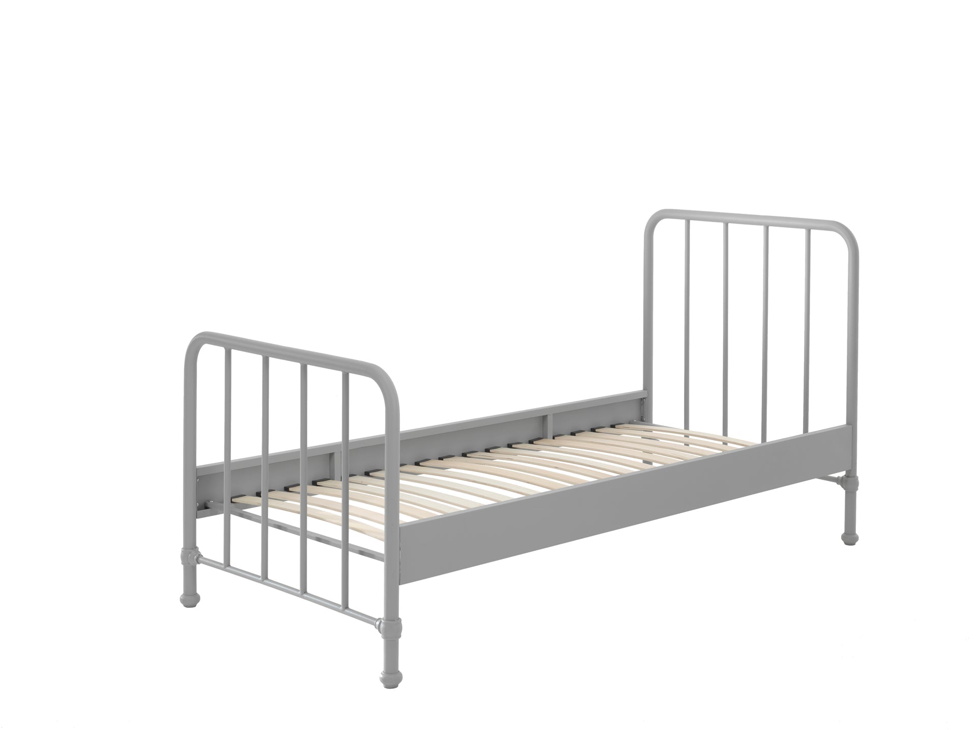 Vipack Bronxx Kids Single Metal Bed with Bedside Locker - Grey