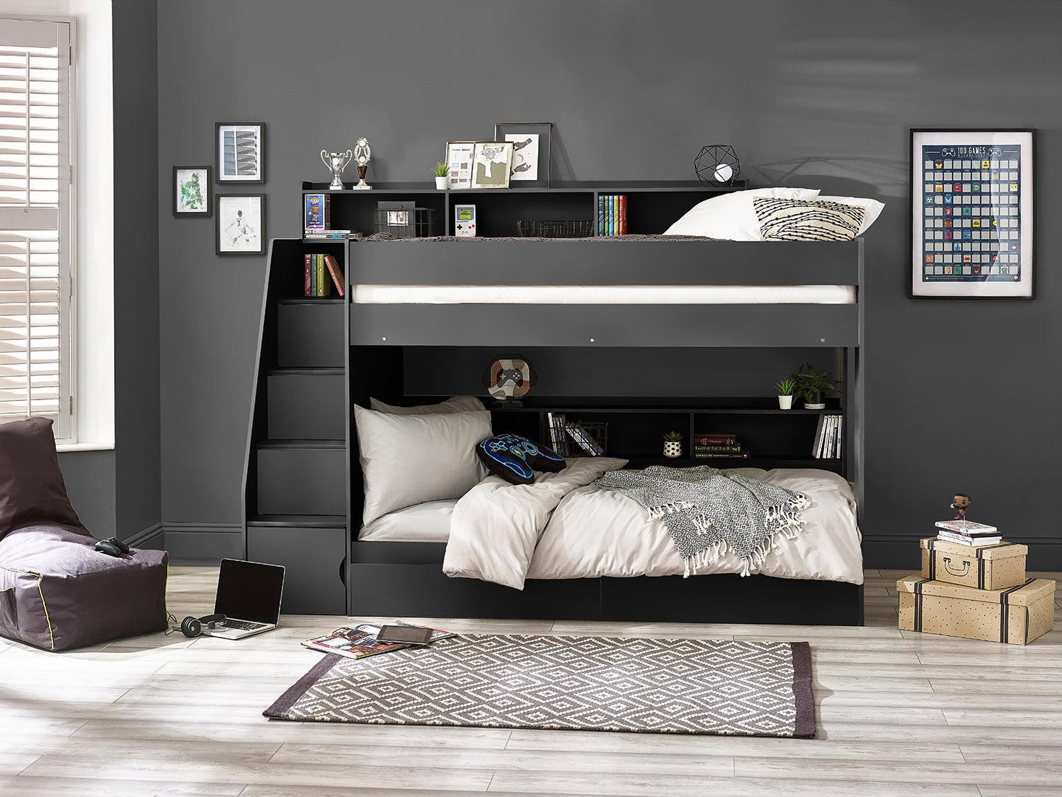 Julian Bowen Camelot Staircase Bunk Bed - Grey