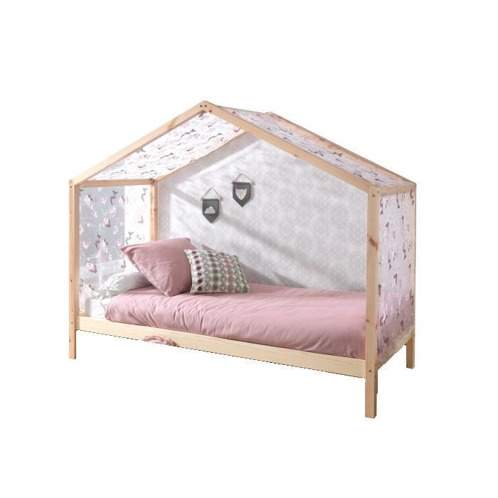 Vipack Dallas Kids House Bed With Fabric Canopy - Natural