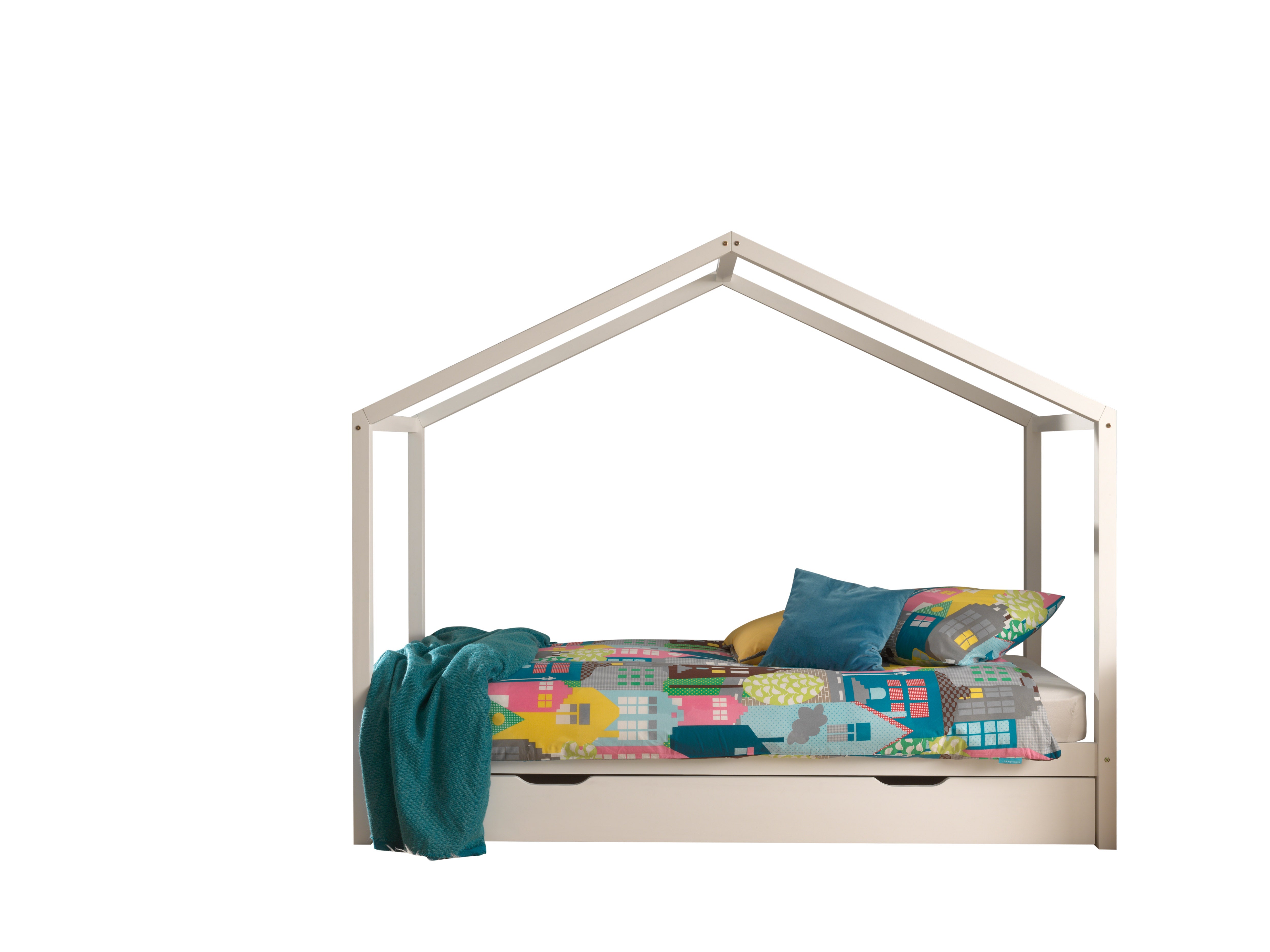 Vipack Dallas Kids House Bed With Trundle - White