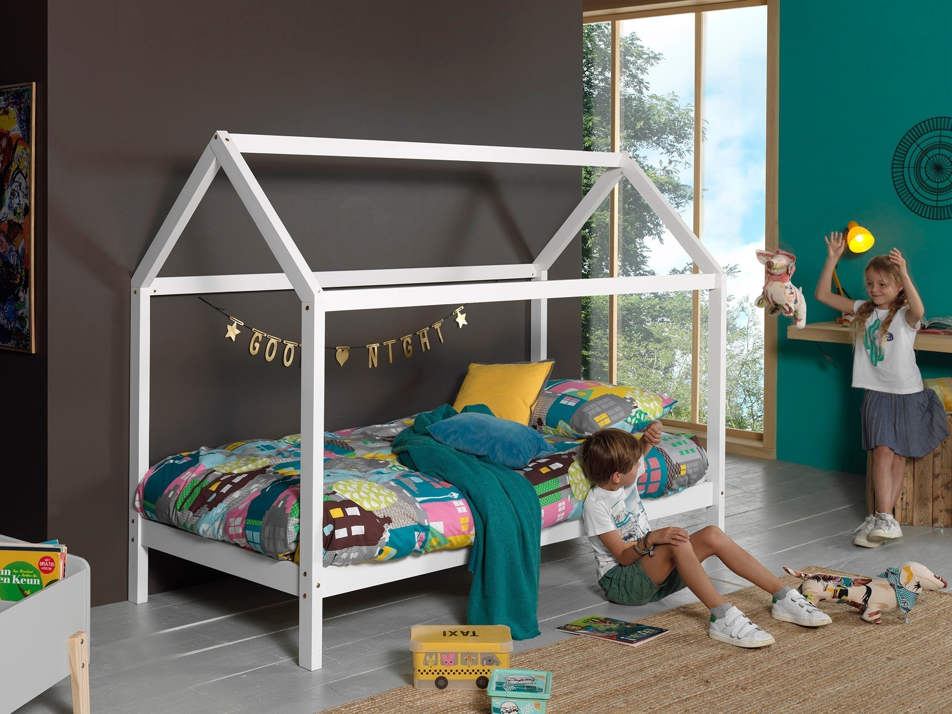 Vipack Dallas Kids House Bed - White