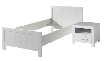 Vipack Erik Kids Single Bed With Bedside Drawer - White