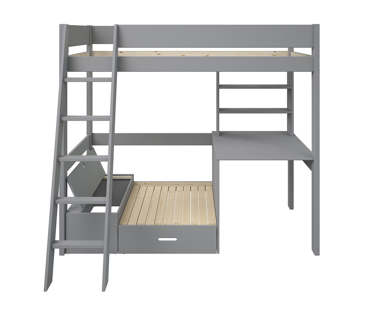 Estella Grey High Sleeper with Desk and Corner Sofa bed