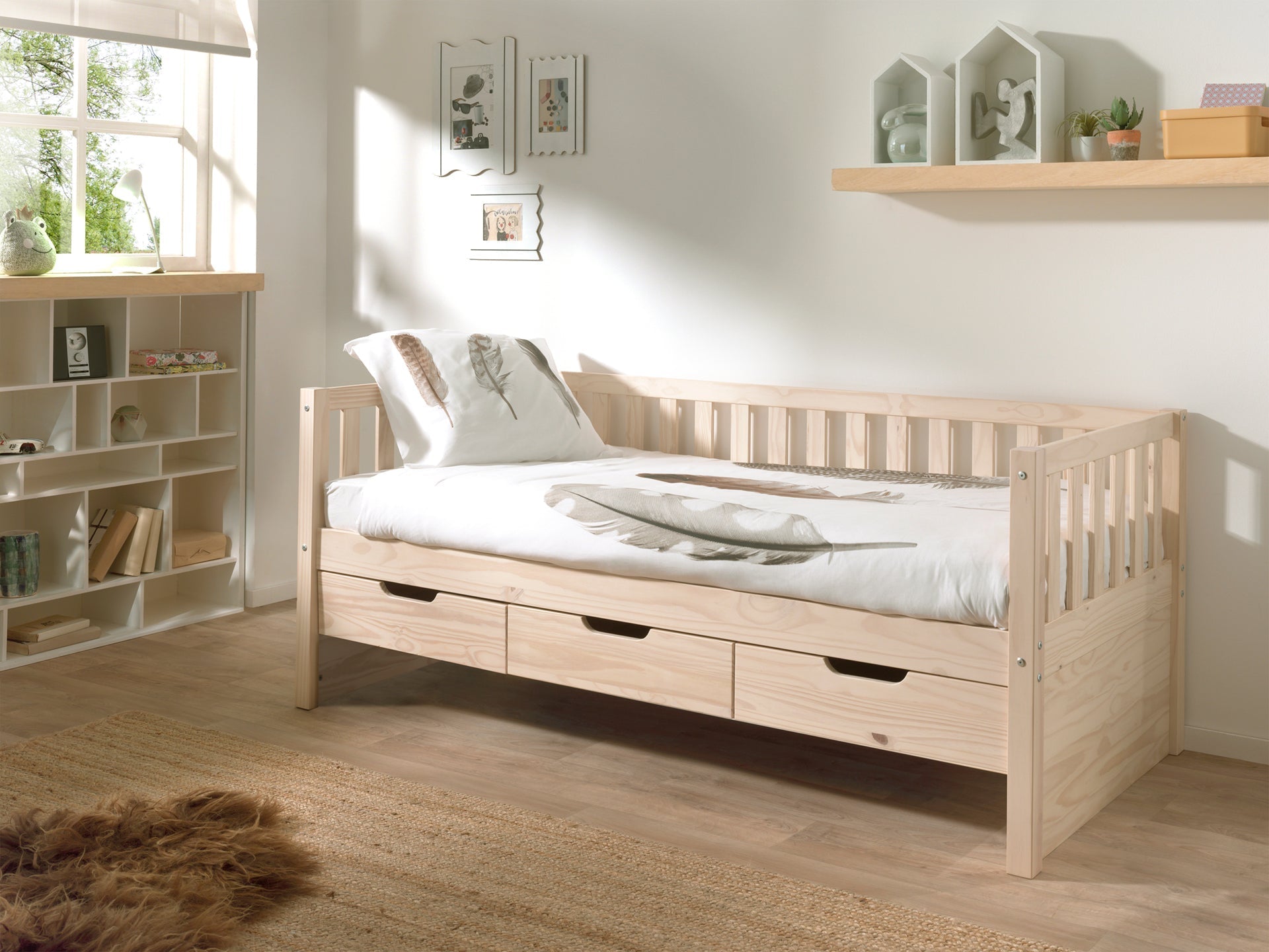 Vipack Fritz Kids Captain Bed with Drawers - Natural Pine