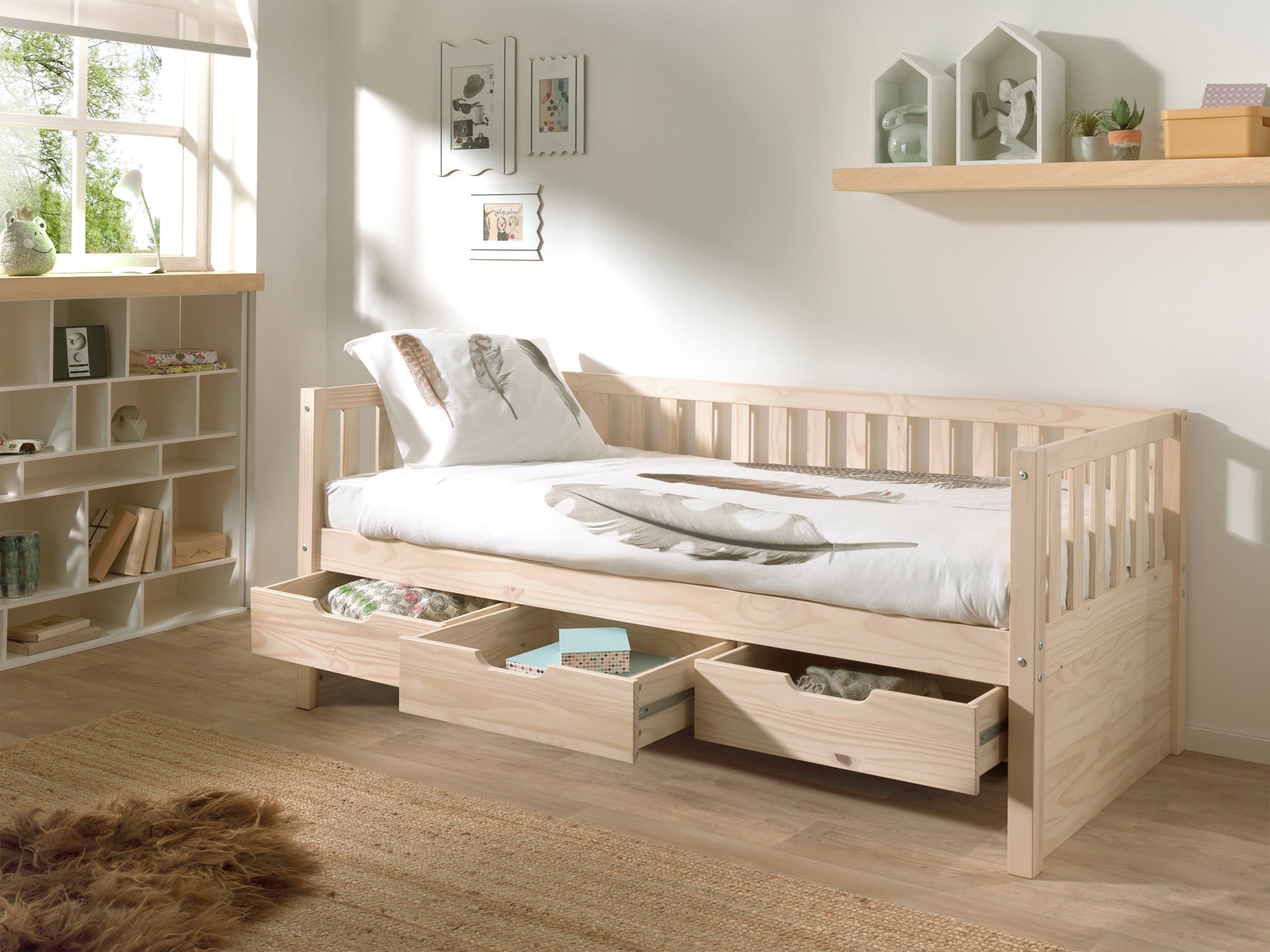 Vipack Fritz Kids Captain Bed with Drawers - Natural Pine