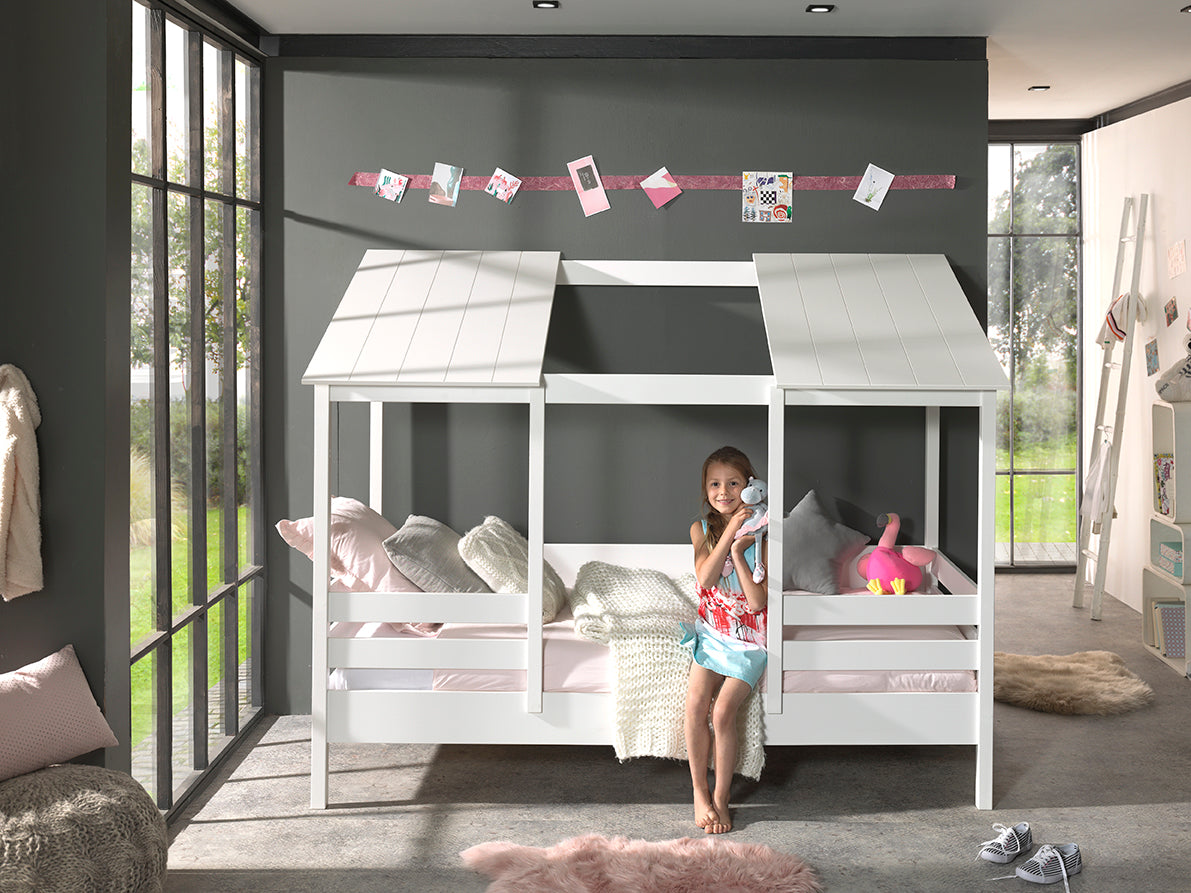 Vipack House Bed with Open Roof - White