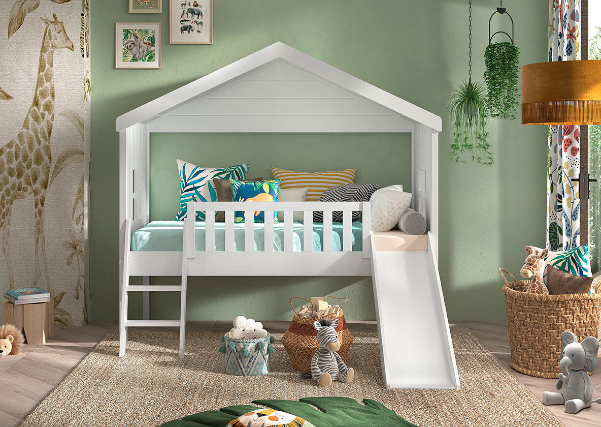 Vipack House Bed with Slide & Ladder - White