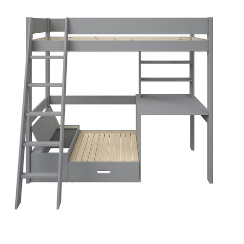 Estella High Sleeper Bed with Desk and Sofa Bed in Grey