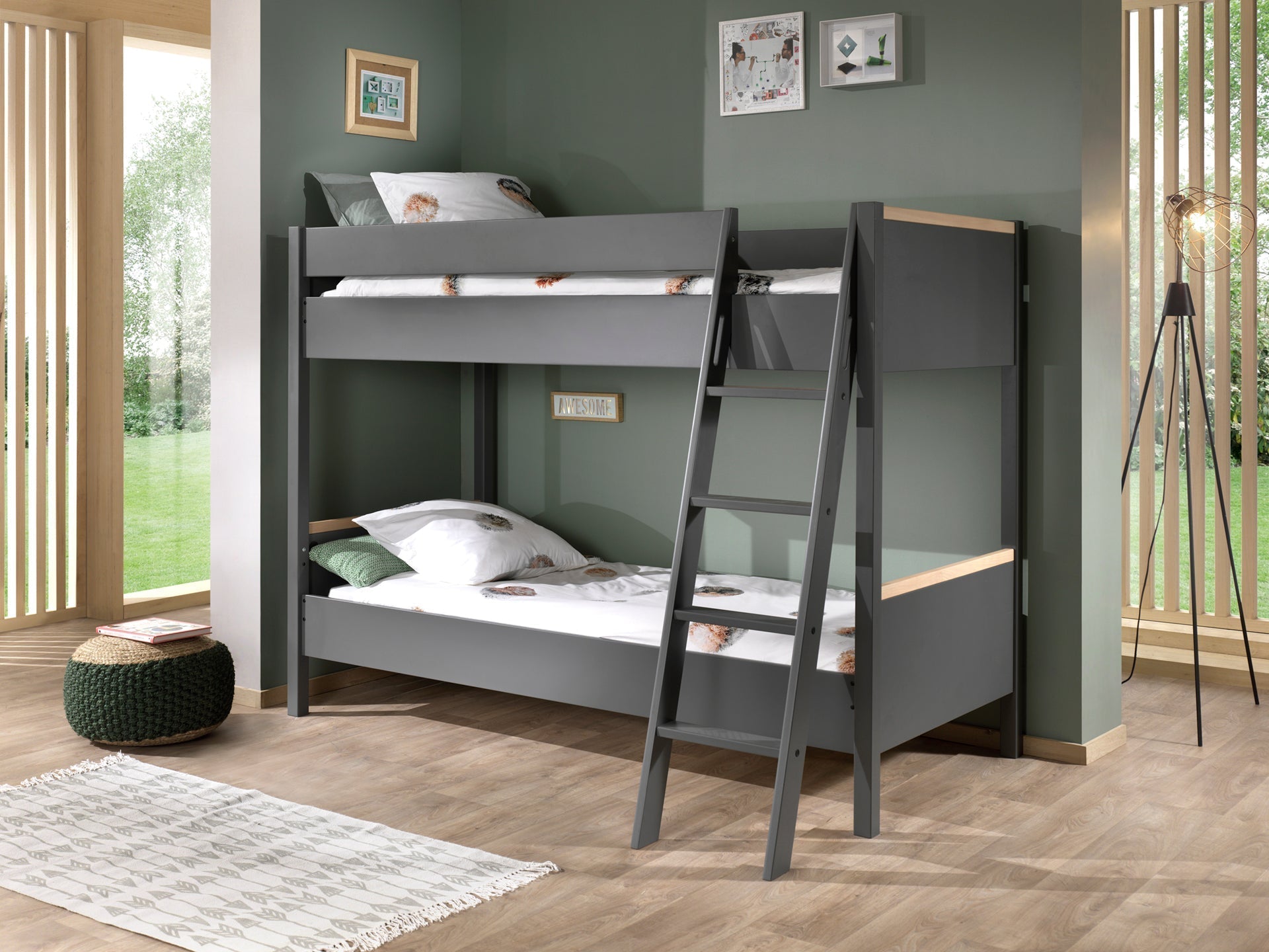 Vipack London Kids Bunk Bed - Anthracite Grey