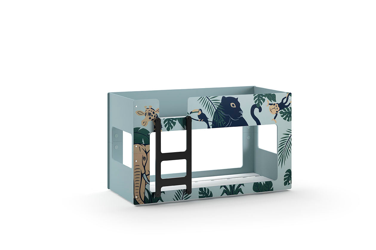 Vipack Luca 'Jungle Themed' Kids Bunk Bed - Green & Blue Print