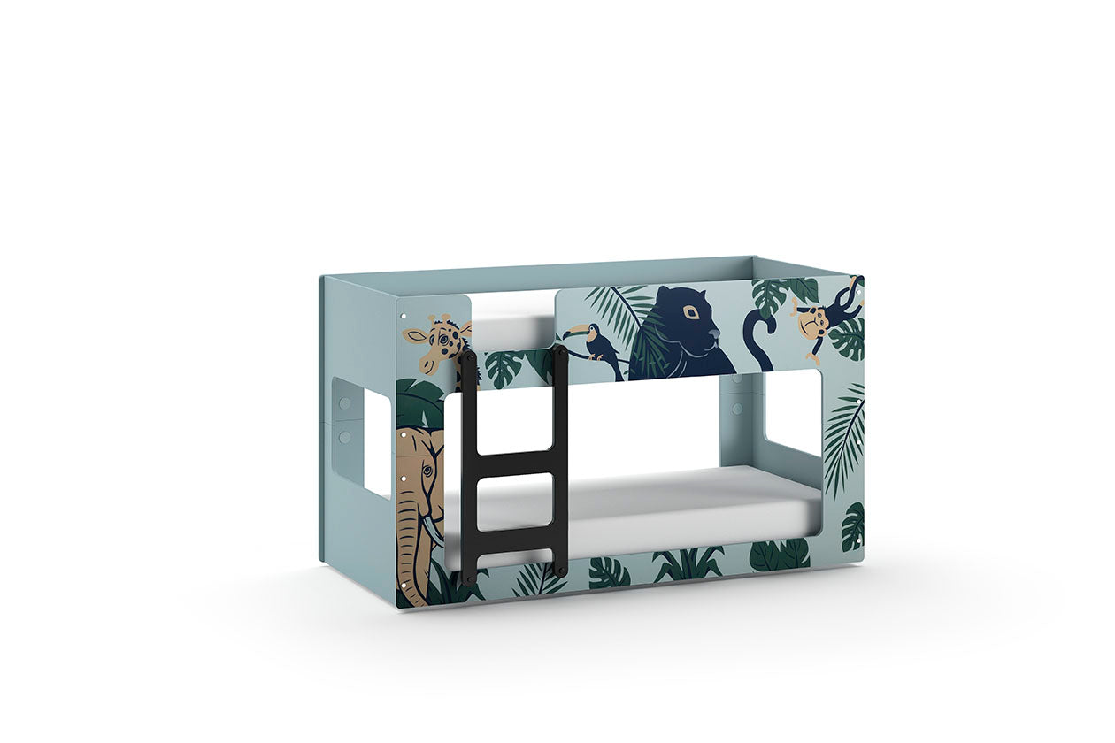 Vipack Luca 'Jungle Themed' Kids Bunk Bed - Green & Blue Print