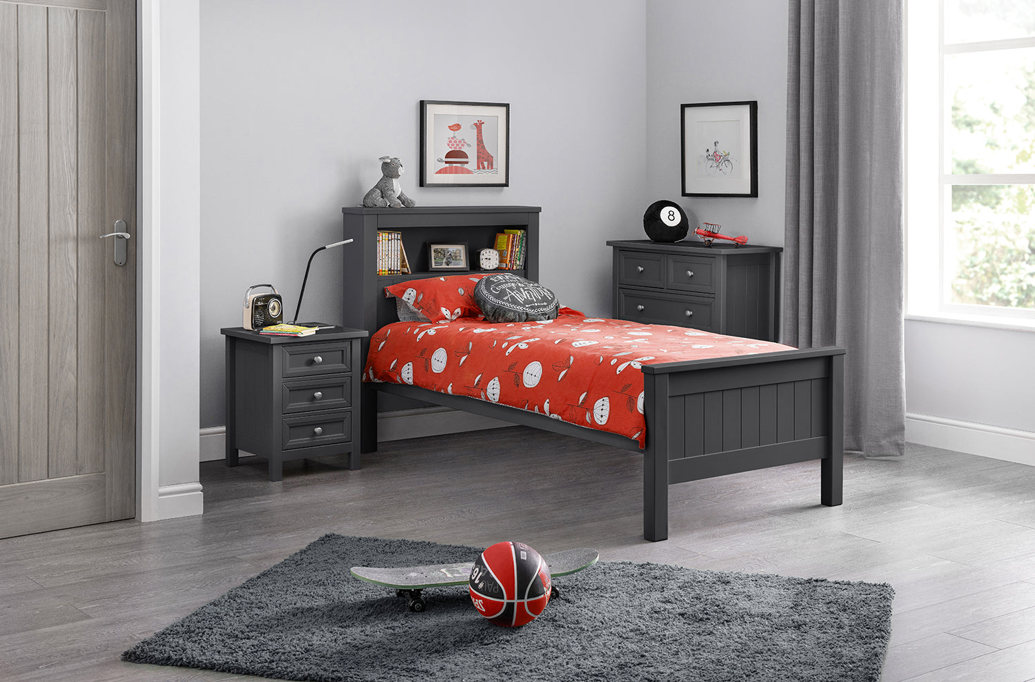 Julian Bowen Maine Bookcase Bed - Grey