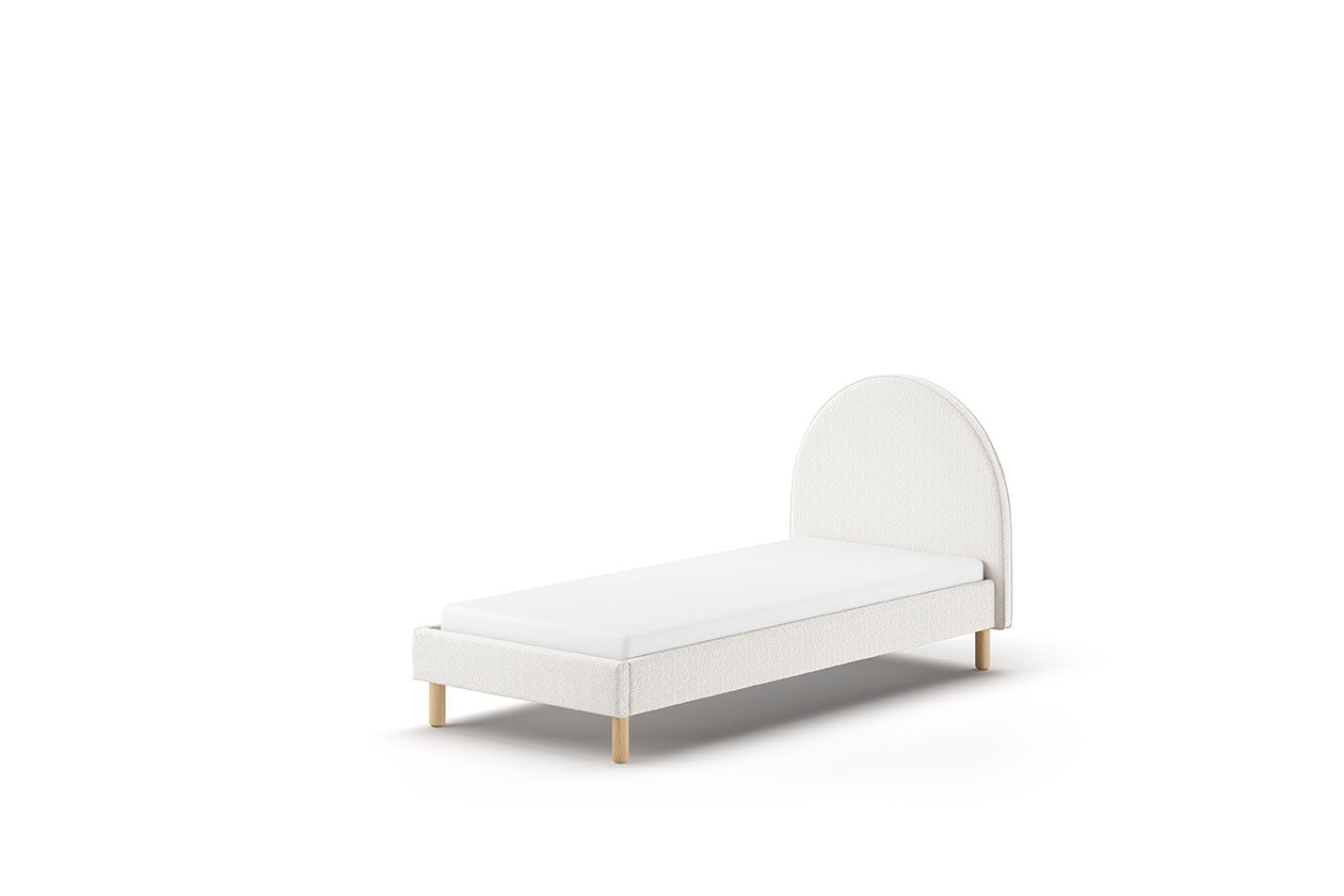 Vipack Moon Upholstered Kids Single Bed - White Boucle
