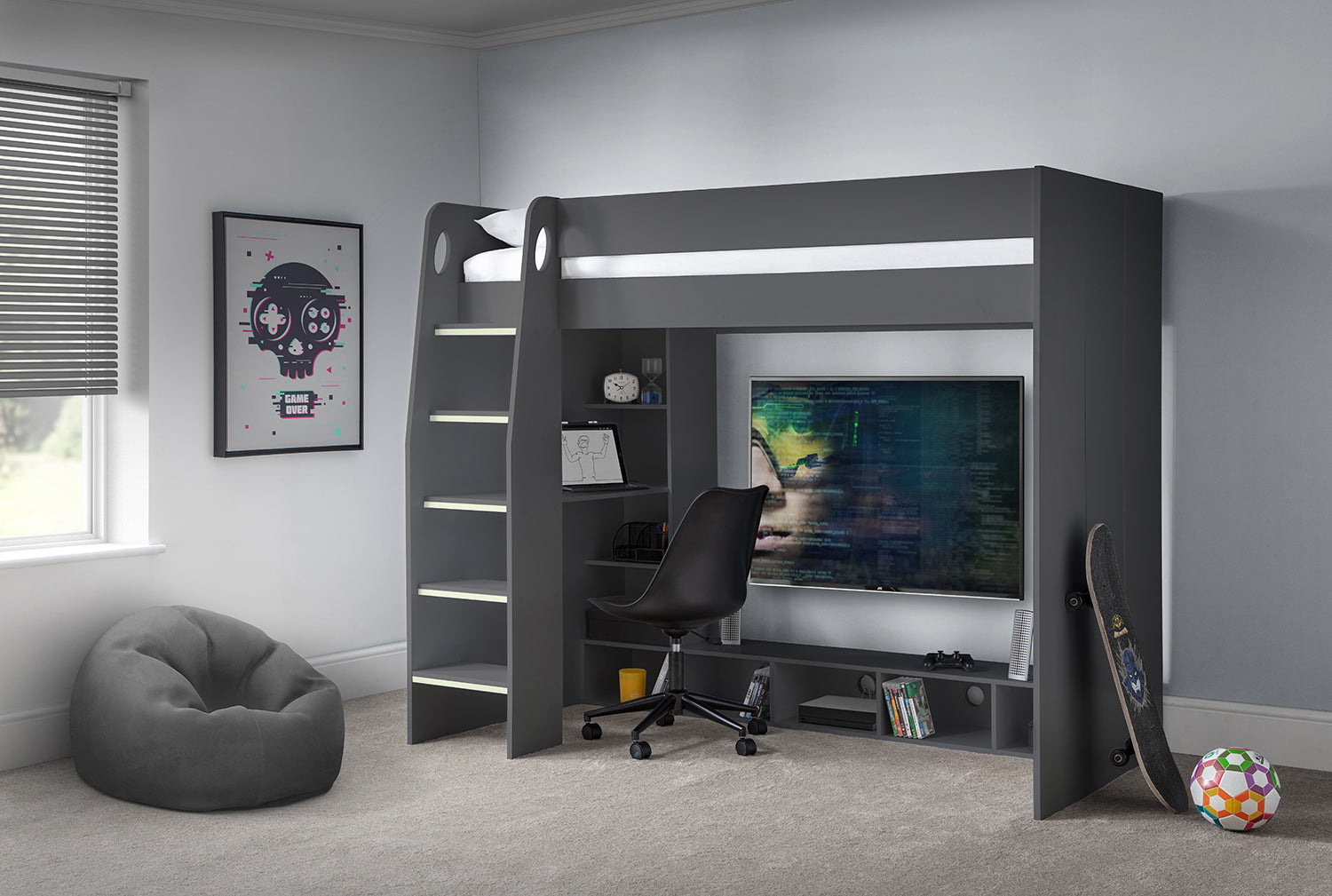 Julian Bowen Nebula Gaming Bed - Grey