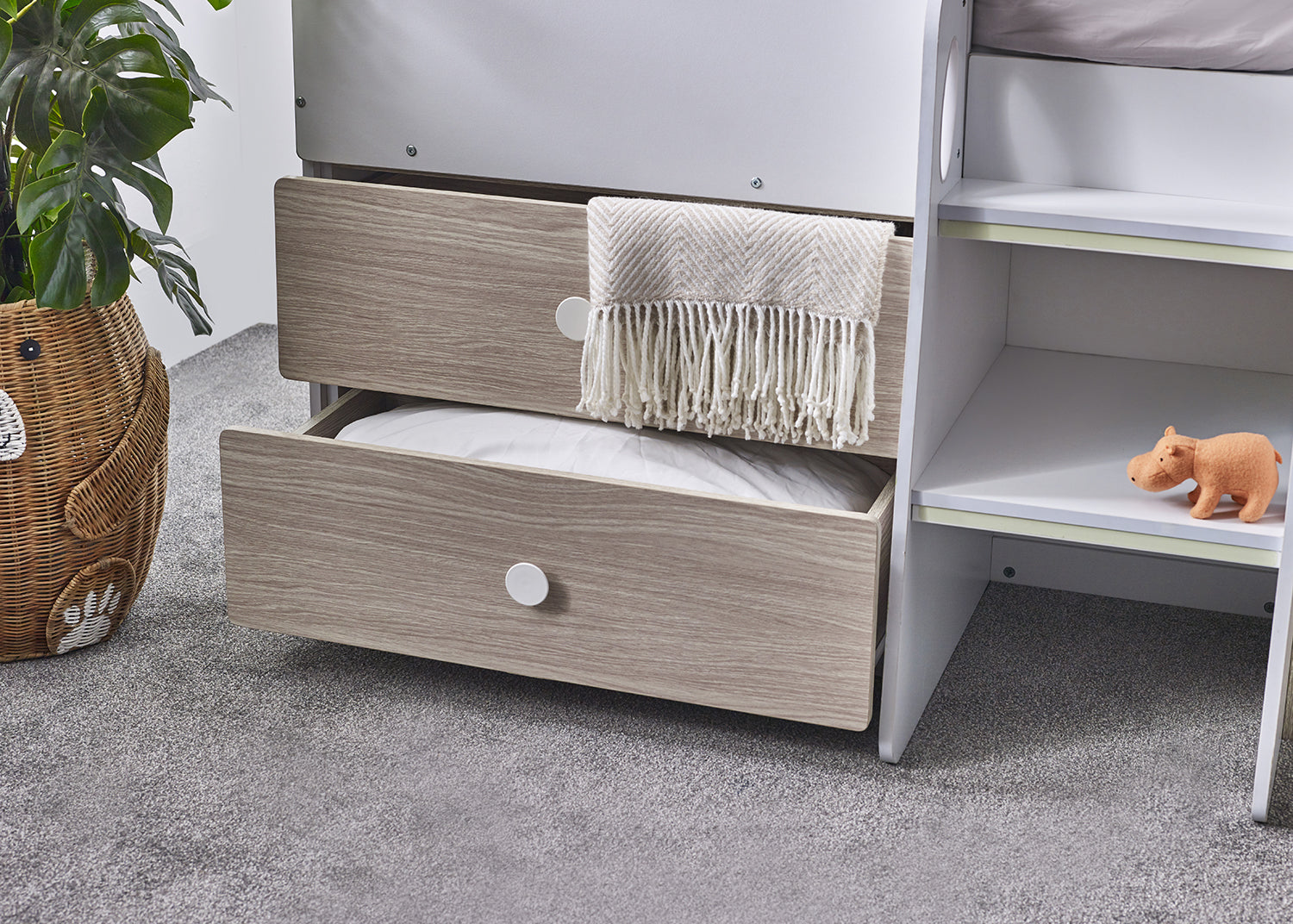 Julian Bowen Orpheus Midsleeper Bed - Pale Wood And White