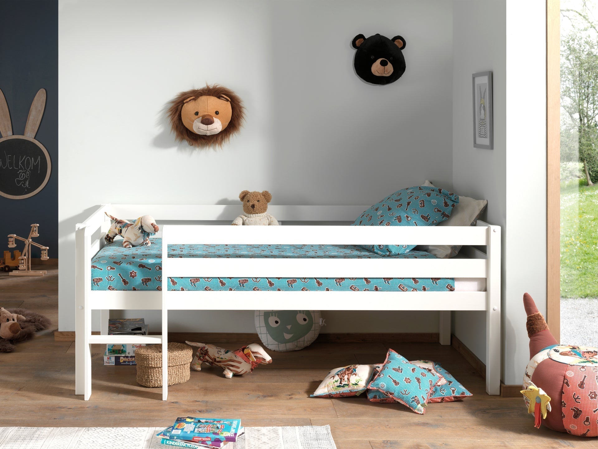 Vipack Pino Mid Sleeper Kids Bed with Ladder - White