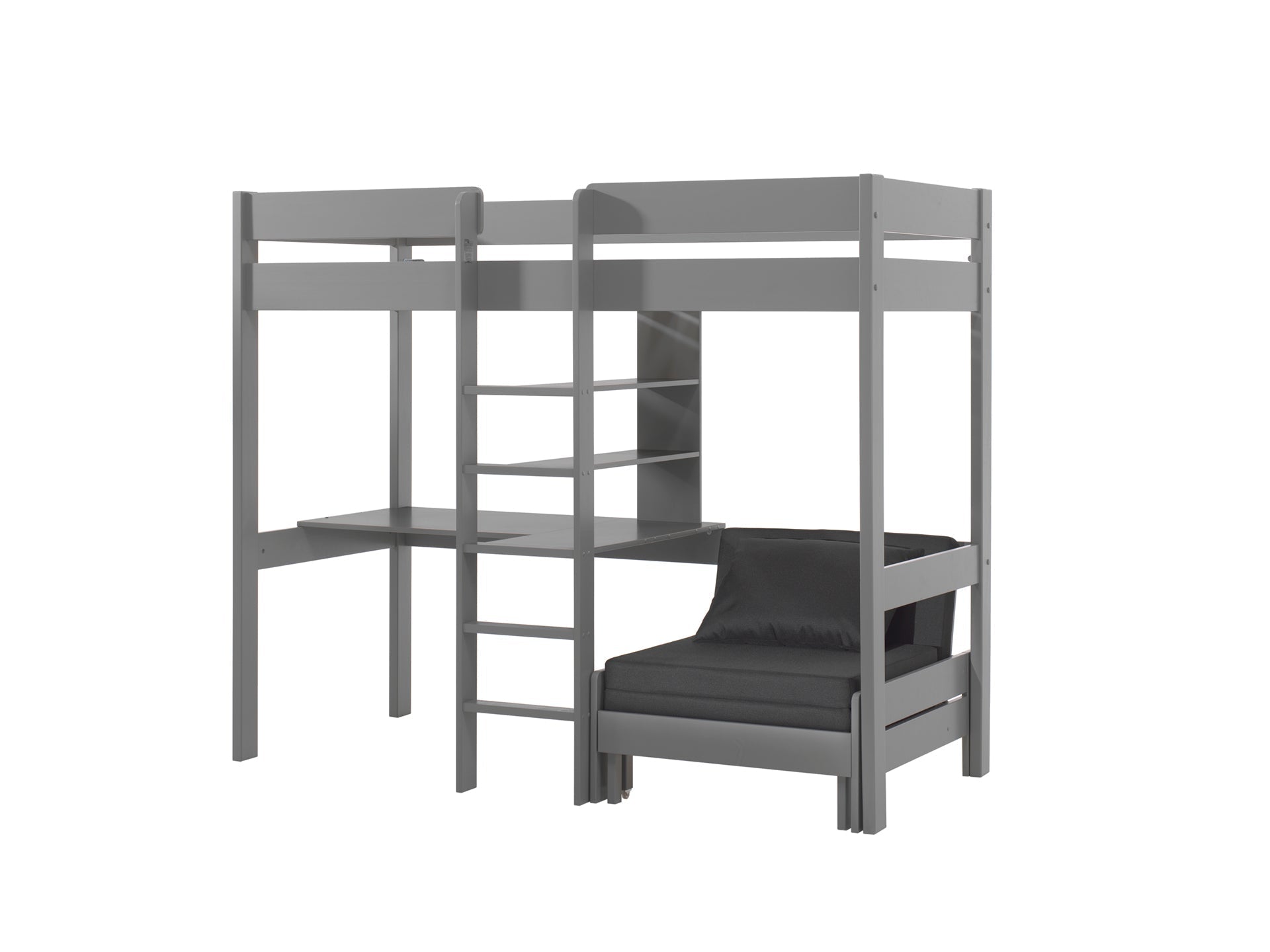 Vipack Pino High Sleeper Kids Bed with Desk & Sofabed - Grey