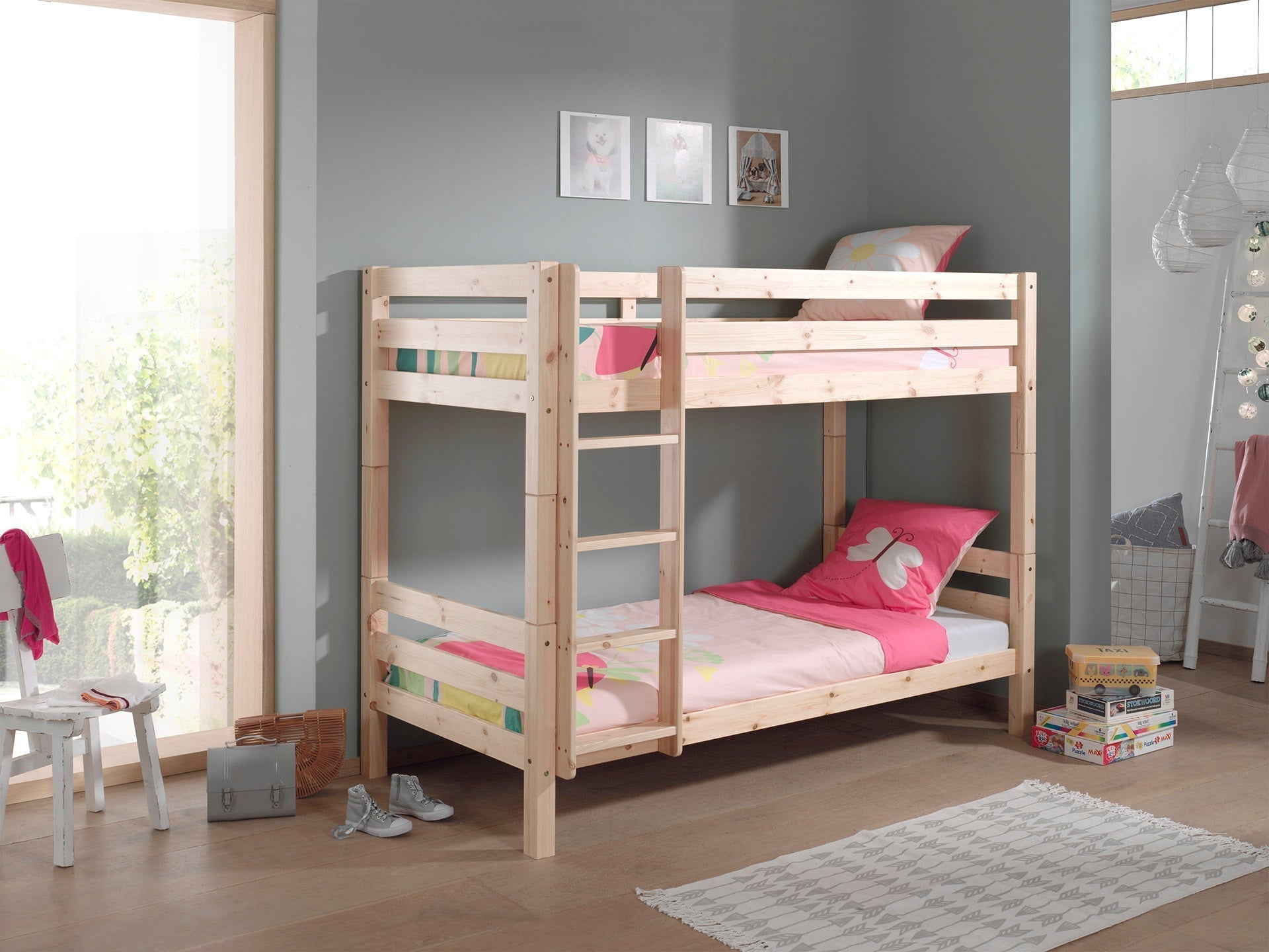 Vipack Pino Kids Bunk Bed - 160cm Height - Natural Wood