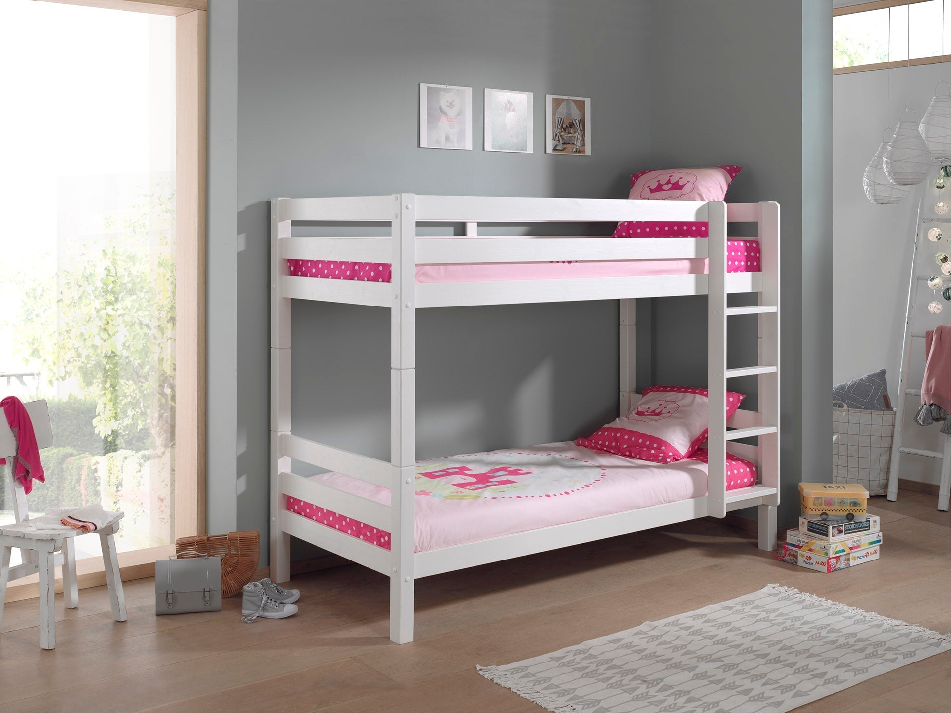 Vipack Pino Kids Bunk Bed - 160cm Height - White