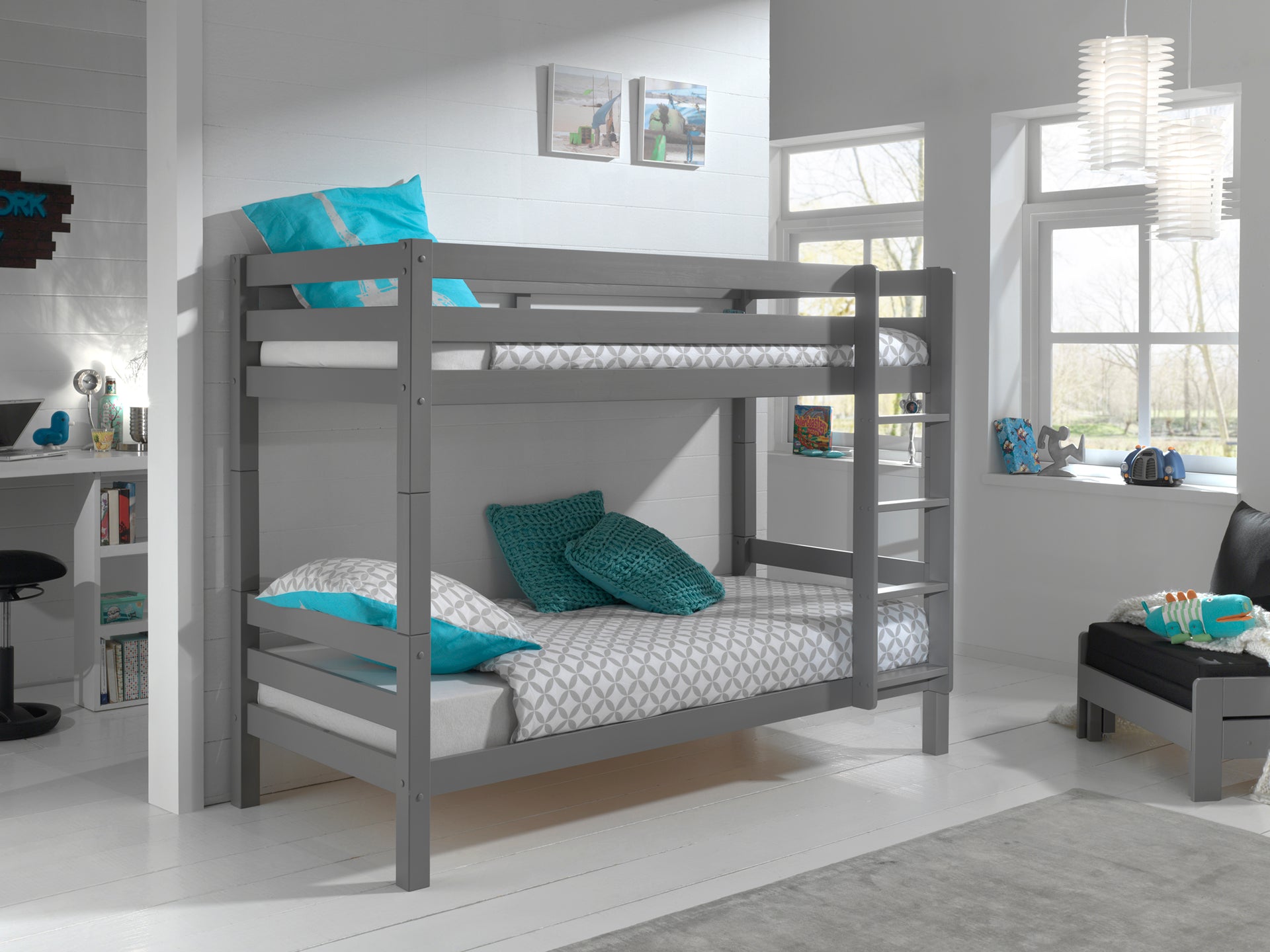 Vipack Pino Kids Bunk Bed - 160cm Height - Grey