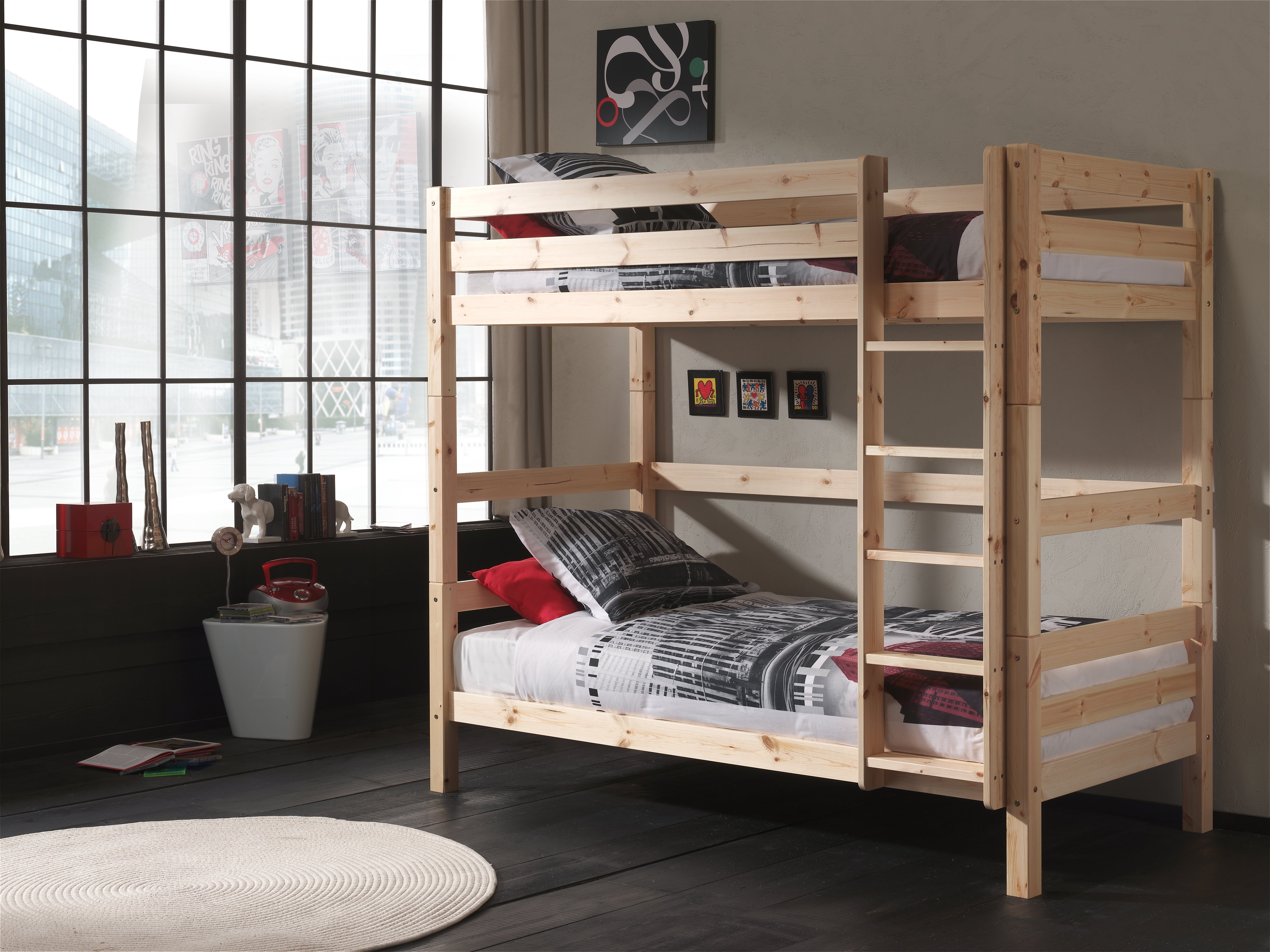 Vipack Pino Kids Bunk Bed - 180cm Height - Natural Wood