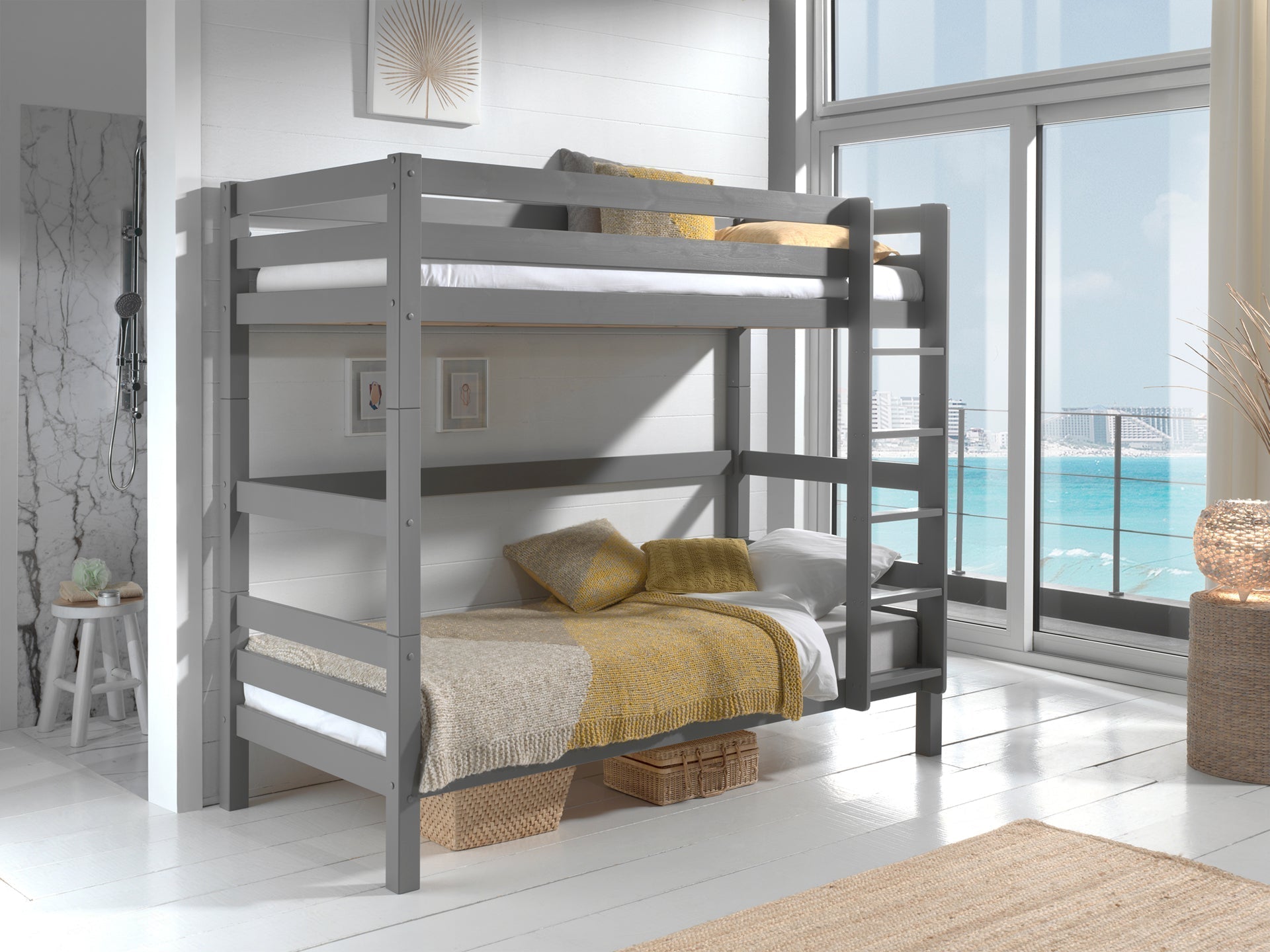 Vipack Pino Kids Bunk Bed - 180cm Height - Grey