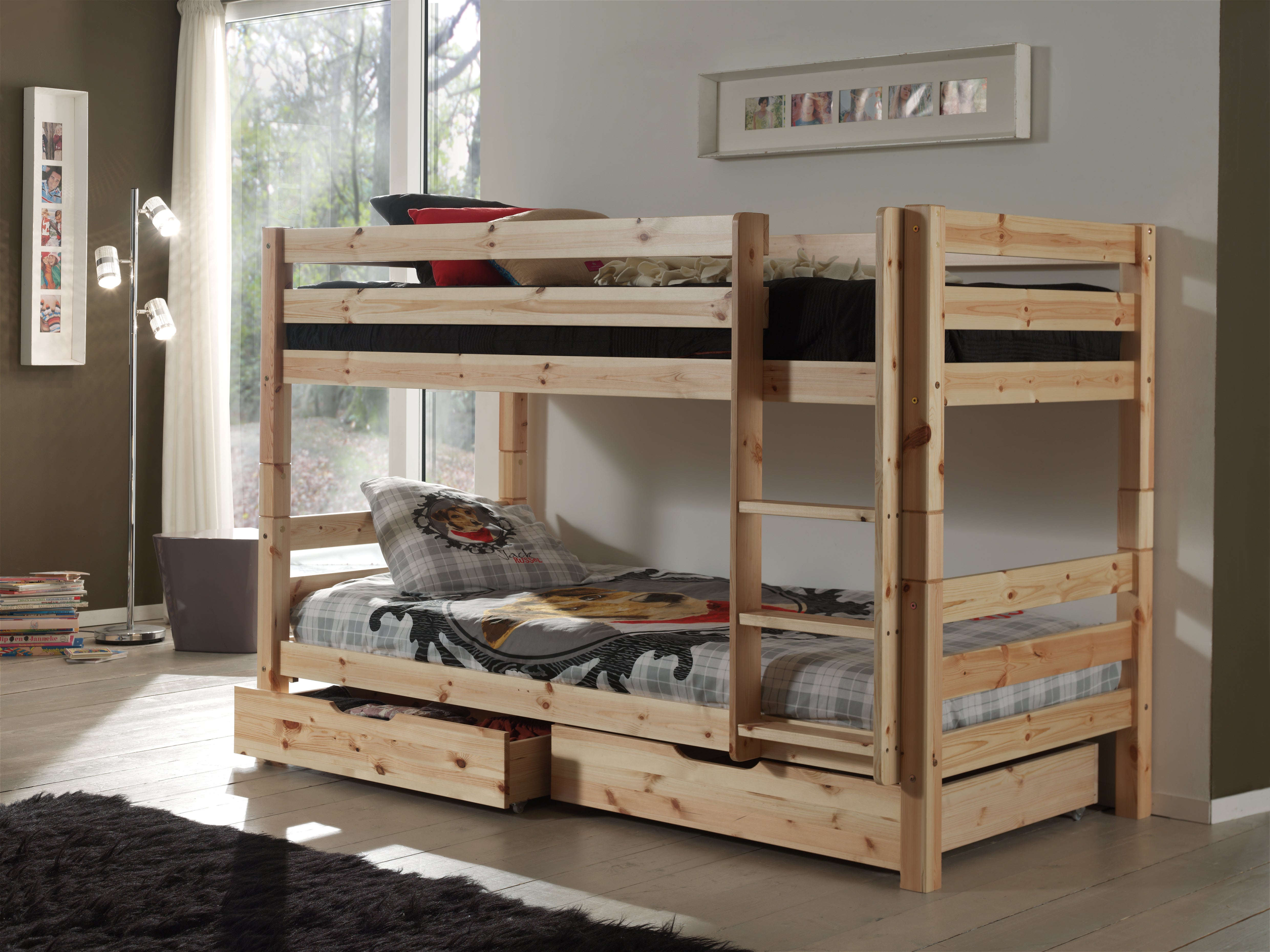 Vipack Pino Kids Bunk Bed 140cm Height - Natural Wood