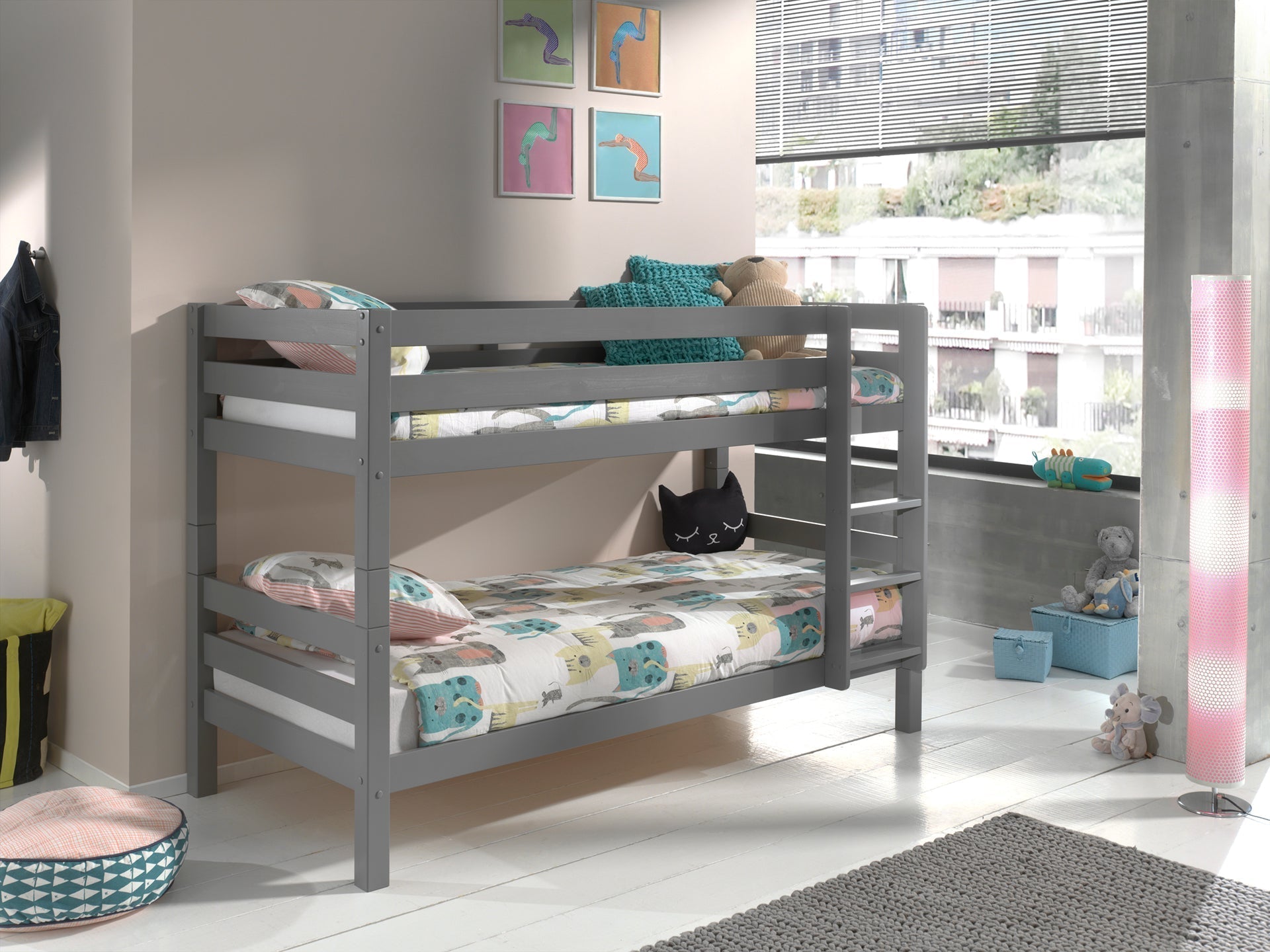 Vipack Pino Kids Bunk Bed 140cm Height - Grey