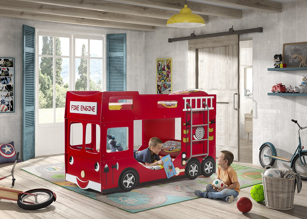 Vipack Kids Fire Truck Bunk Beds - Red