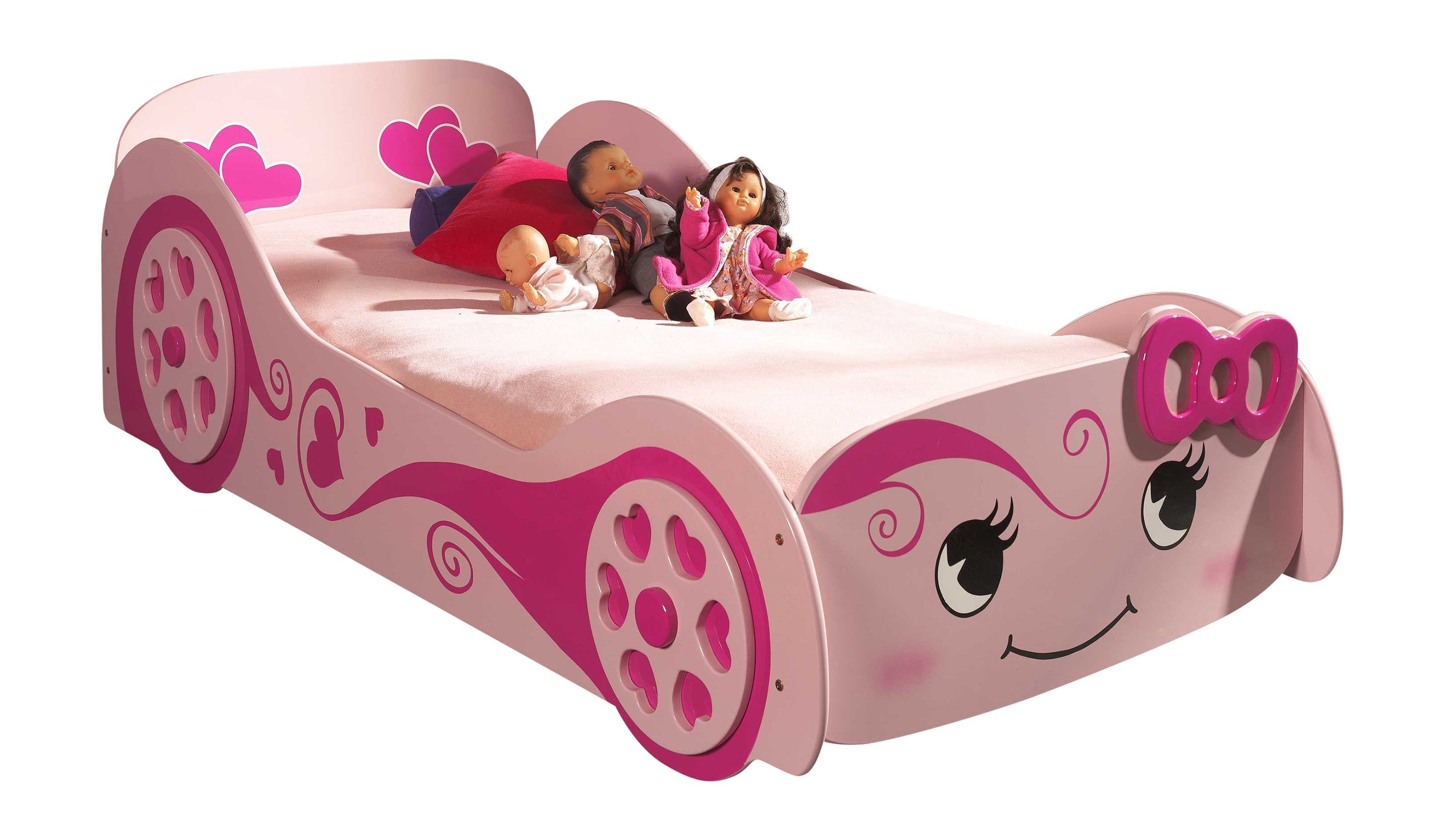 Vipack Pinky Love Car Kid Single Bed - Pink