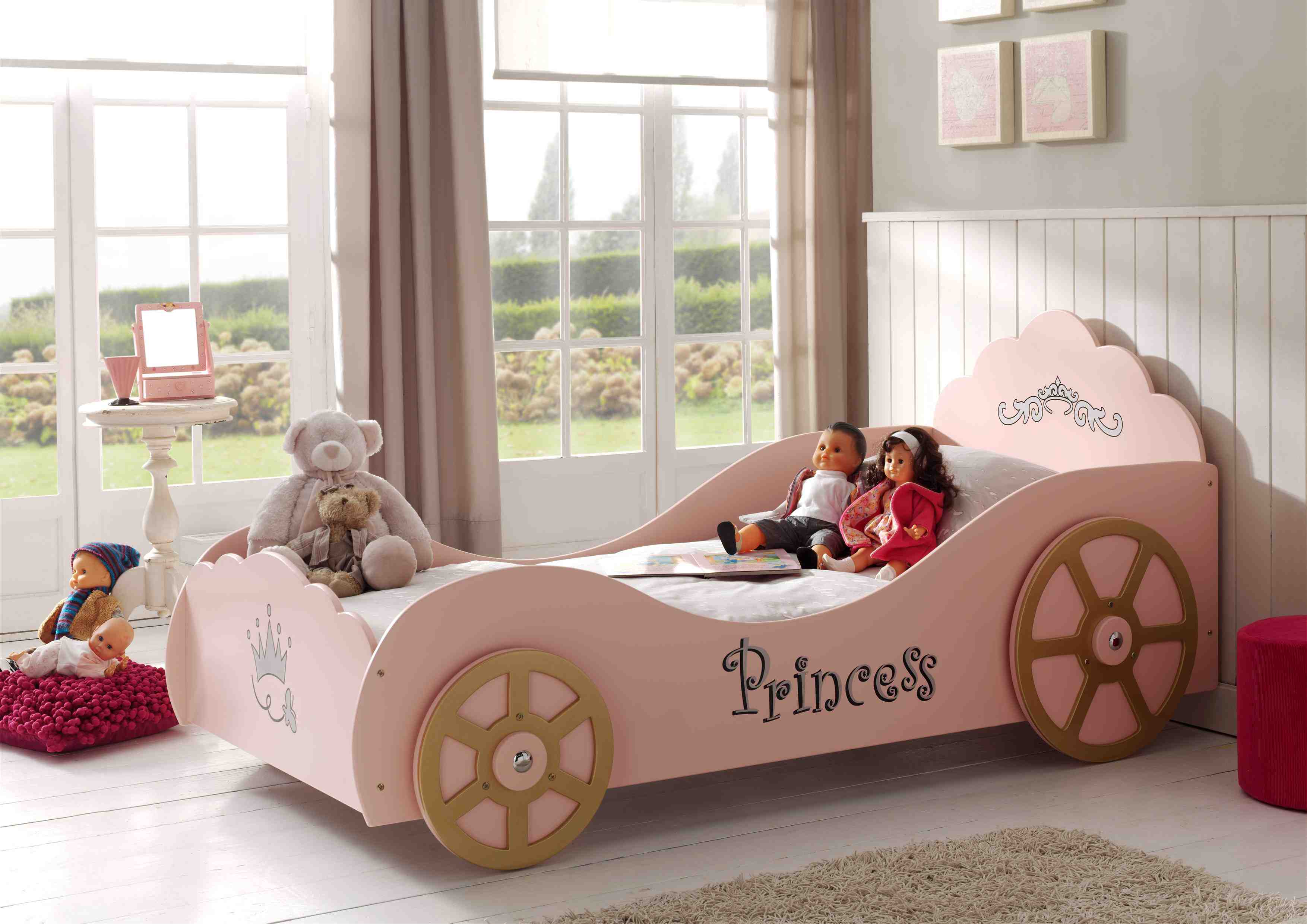 Vipack Princess Pinky Girls Car Bed - Pink