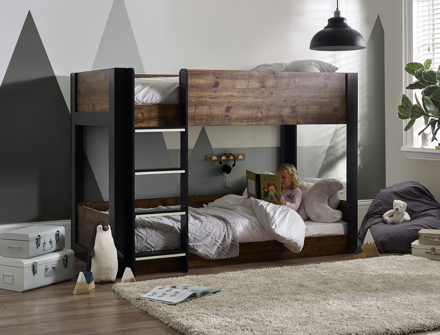 Julian Bowen Solomon Bunk Bed -  Rustic And Black