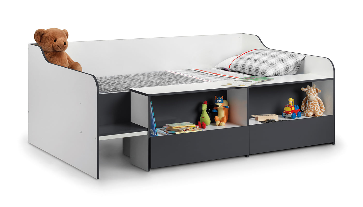 Julian Bowen Stella Low Sleeper Bed - Charcoal Grey & White