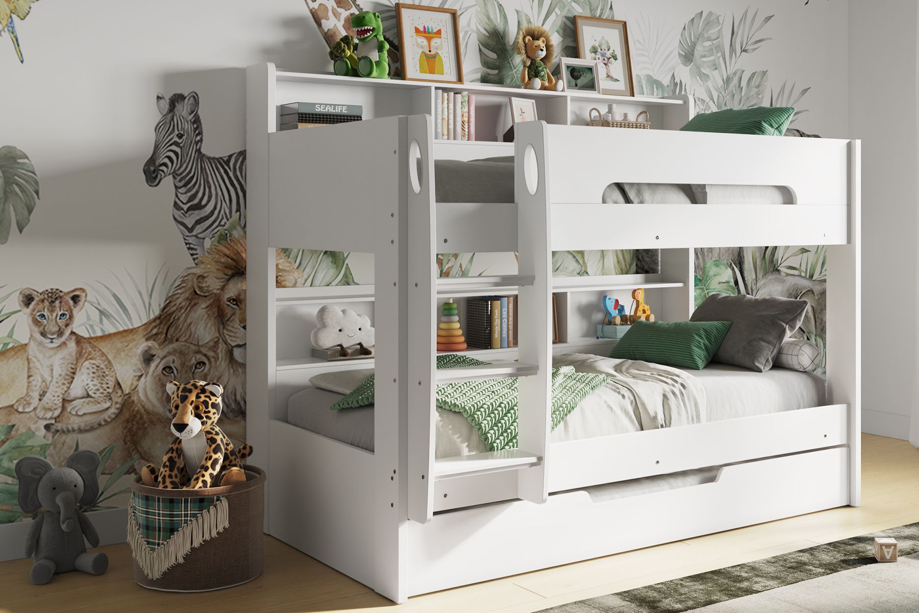 Flair Interstellar Bunk Bed with Shelving - White