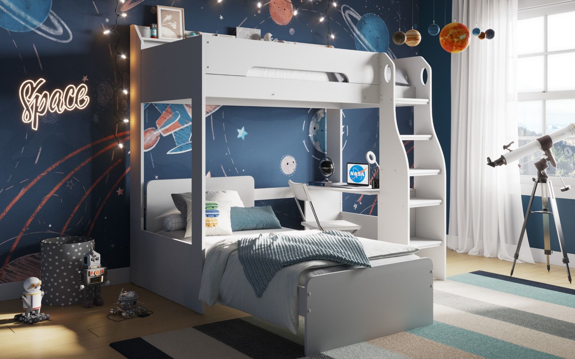 Flair Cosmic L Shaped Bunk Bed - White