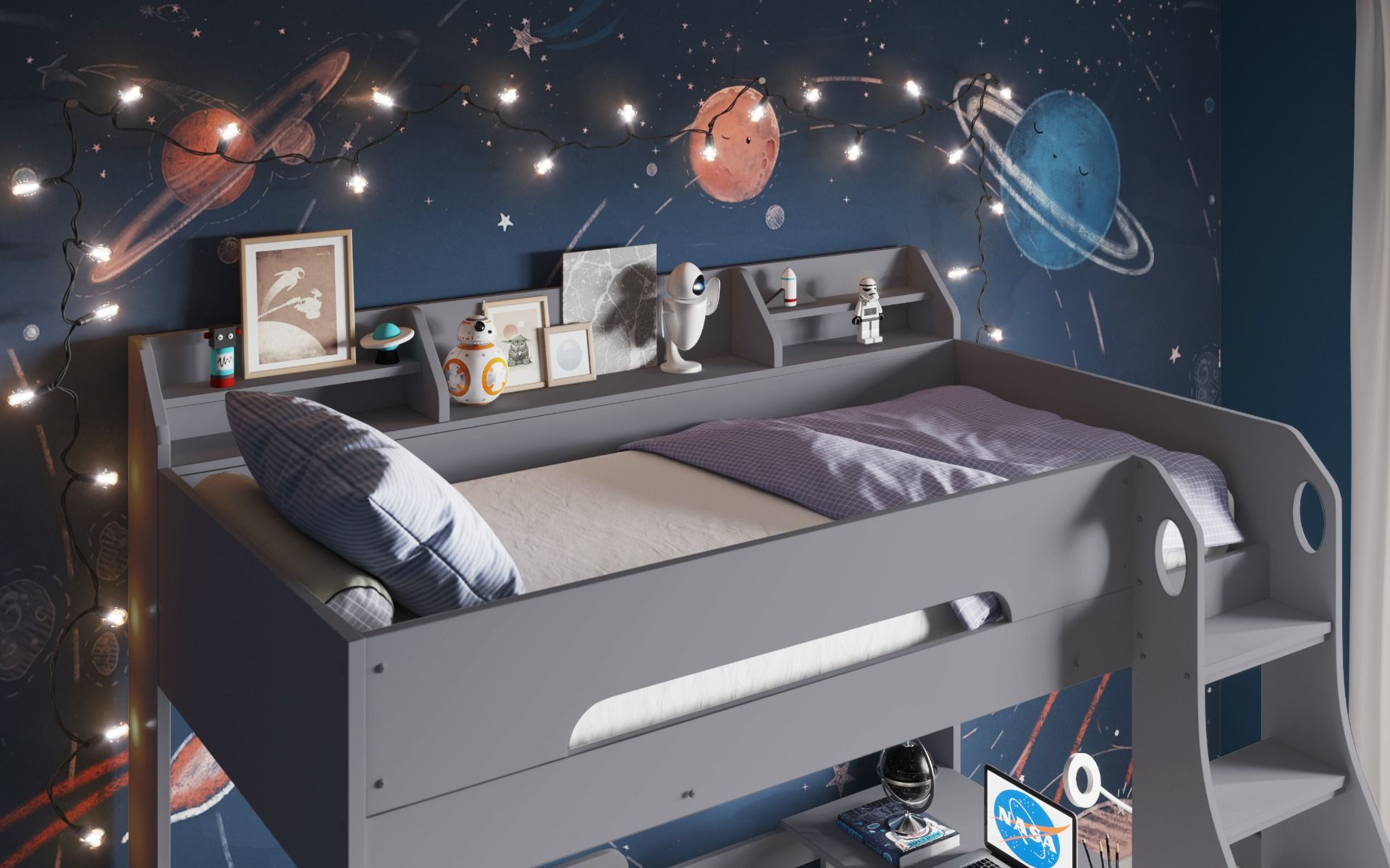 Flair Cosmic L Shaped Bunk Bed - Grey
