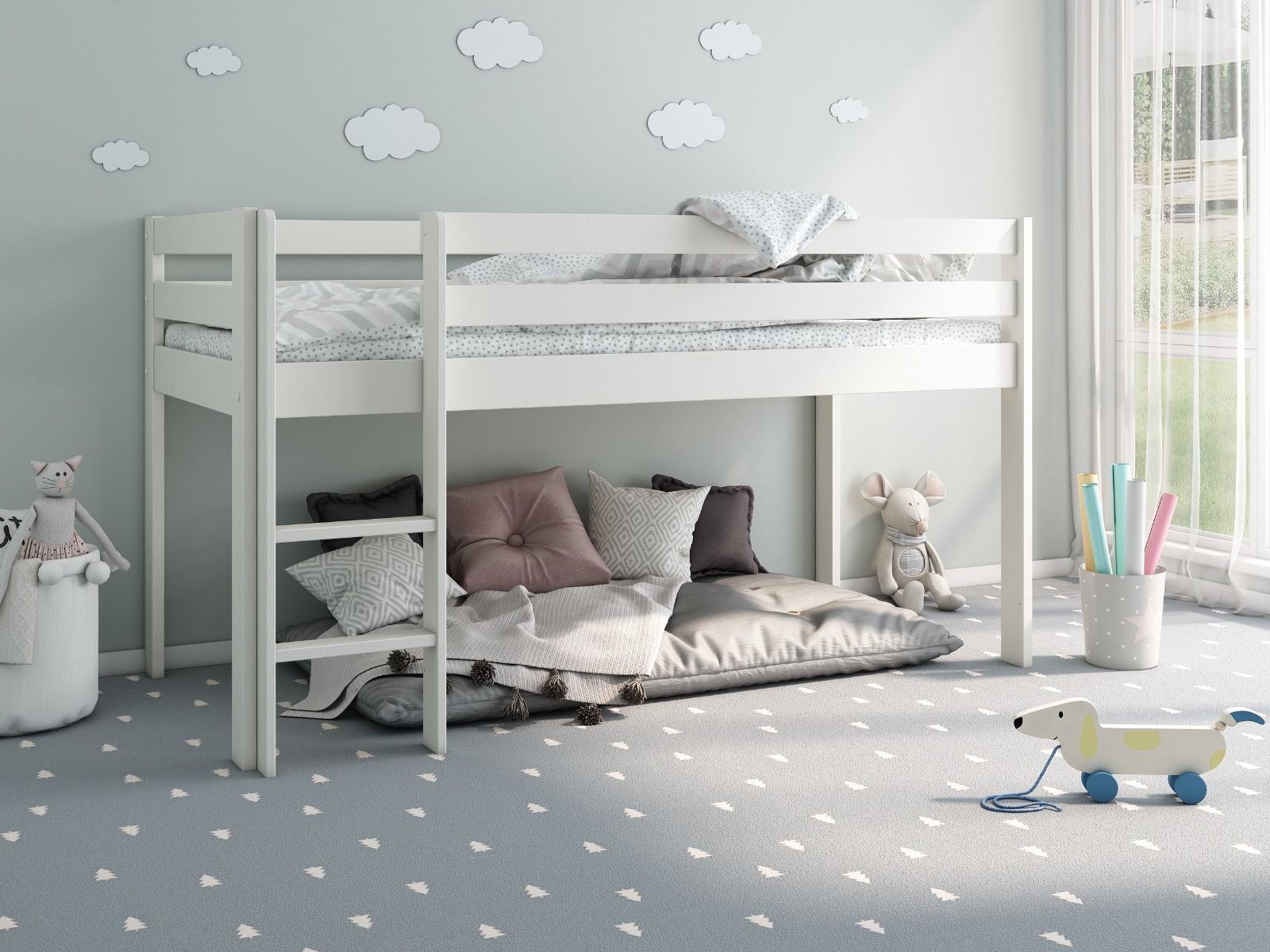 Noomi Nora Solid Wood Midsleeper Frame (Fsc-certified) - White
