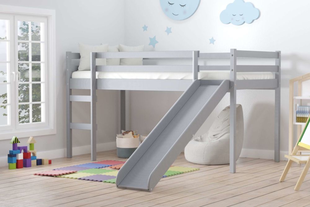 Birlea Frankie Grey Mid Sleeper Bed with Slide
