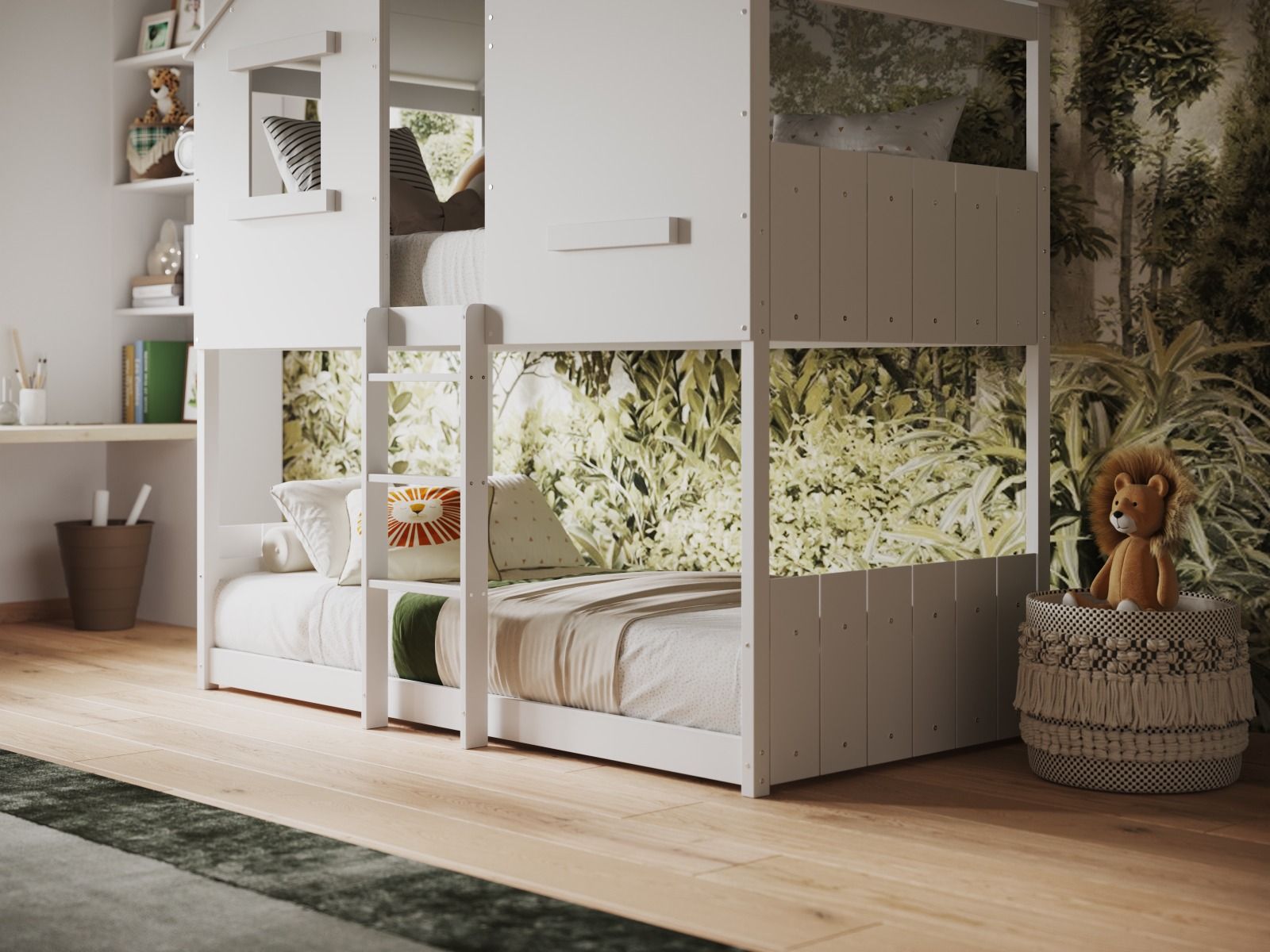 Flair Jungle House Wooden Bunk Bed - White